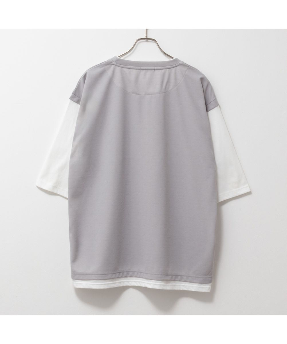 マックハウス Mac-House URBAN COLLECTION アーバンコレクション 梨地フェイクベストレイヤードTシャツ 6091506