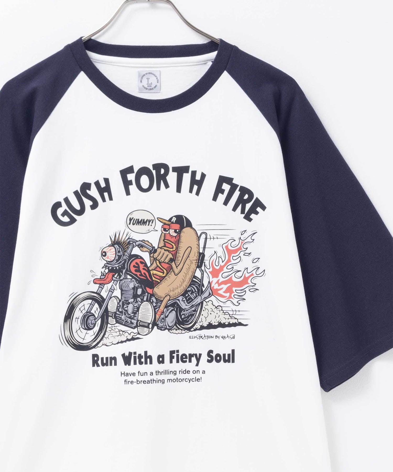 マックハウス Mac-House ラグランフードプリントTシャツ （ネイビーB） ネイビーB
