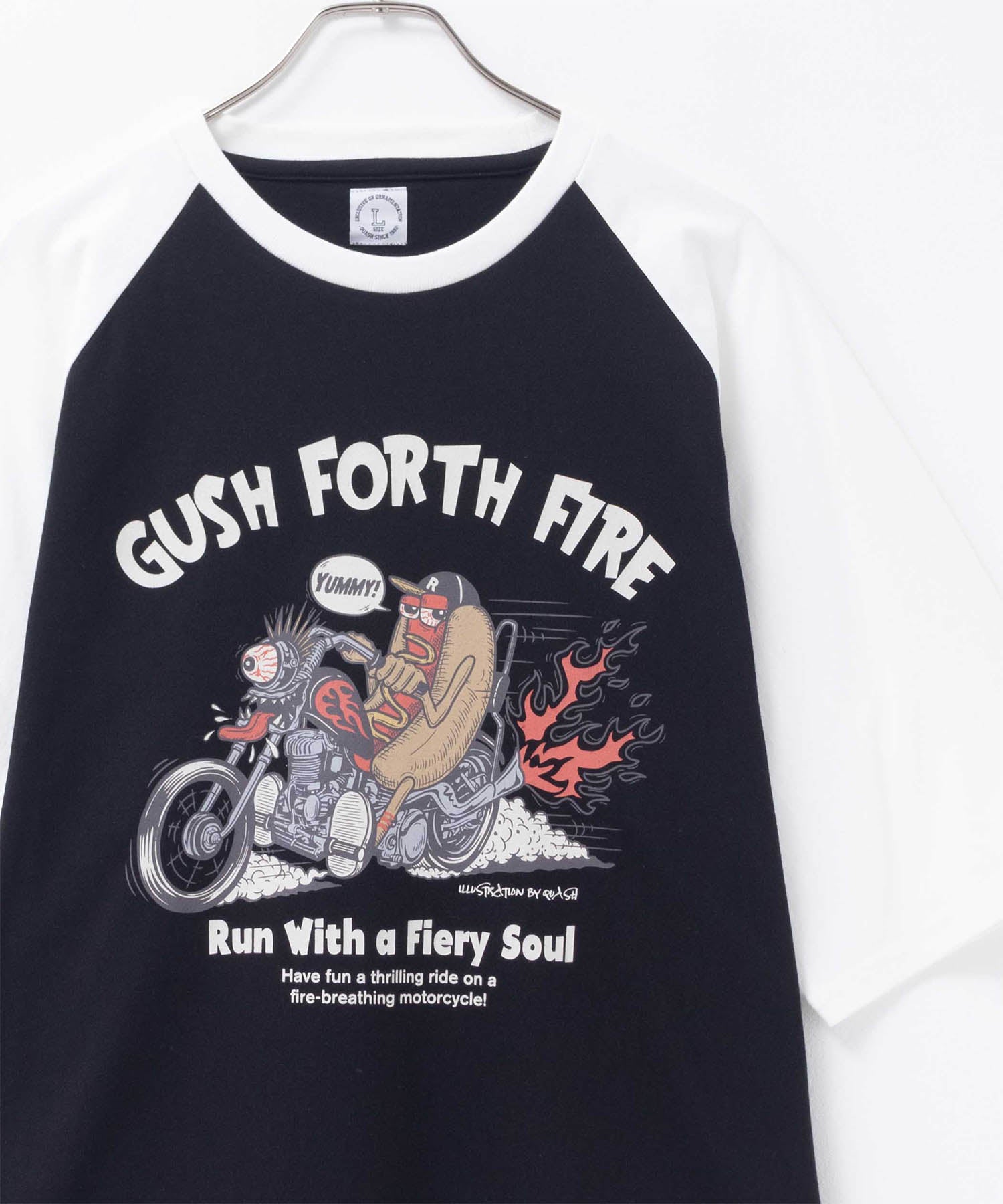 マックハウス Mac-House ラグランフードプリントTシャツ （ネイビーB） ネイビーB