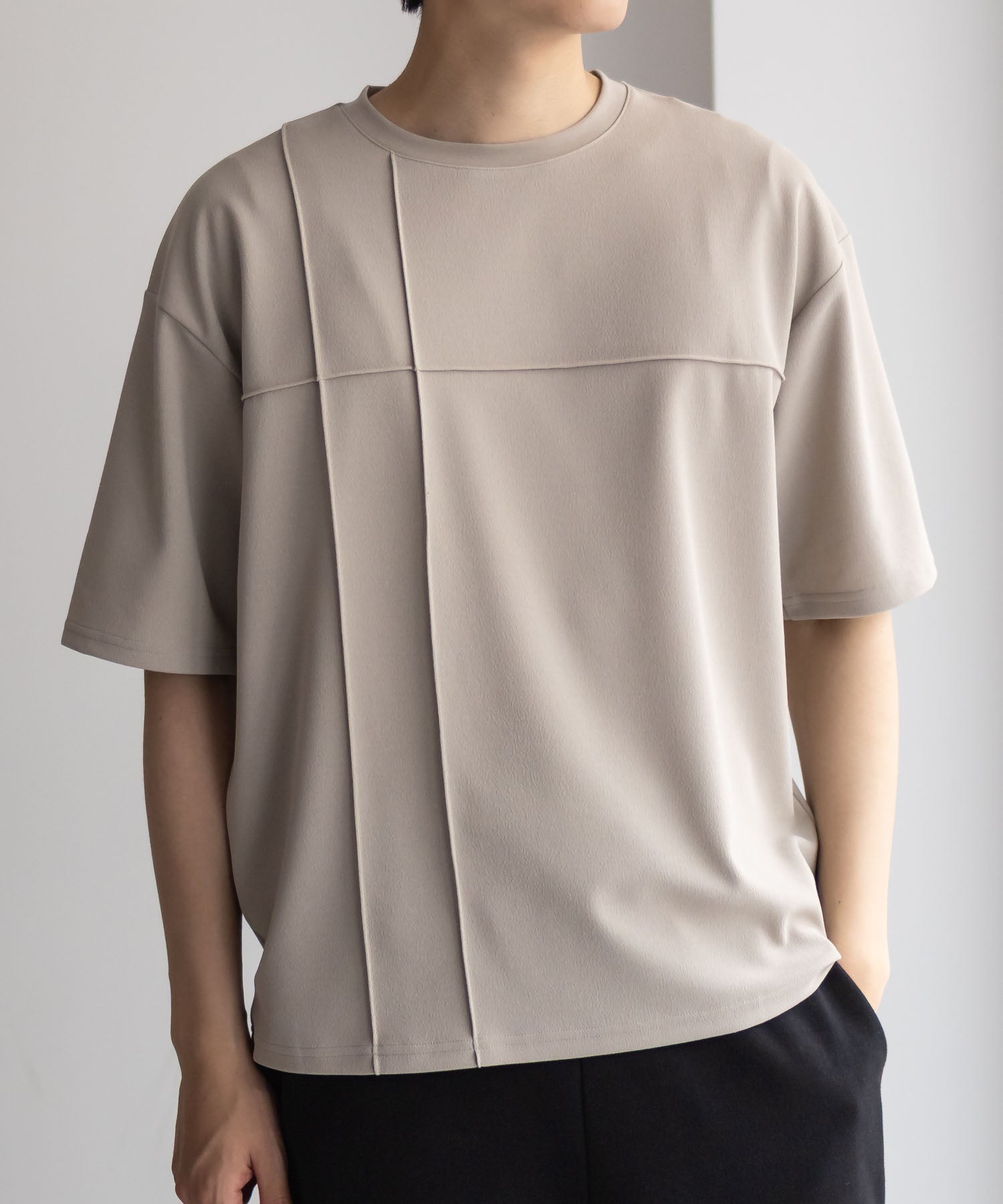 マックハウス Mac-House AIR Smoosy カットジョーゼットピンタックテーパードTシャツ （ブラック） ブラック