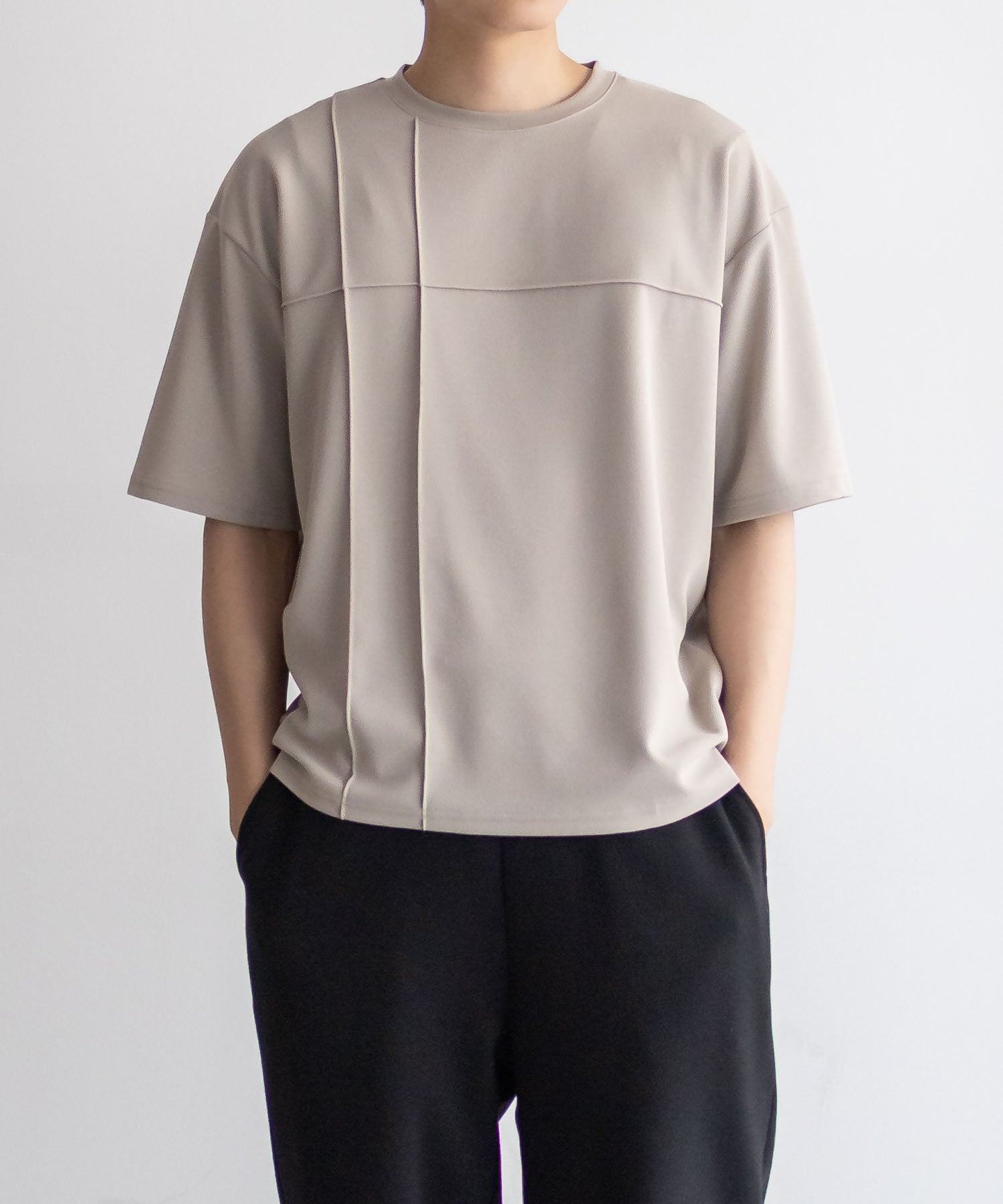 マックハウス Mac-House AIR Smoosy カットジョーゼットピンタックテーパードTシャツ （ブラック） ブラック