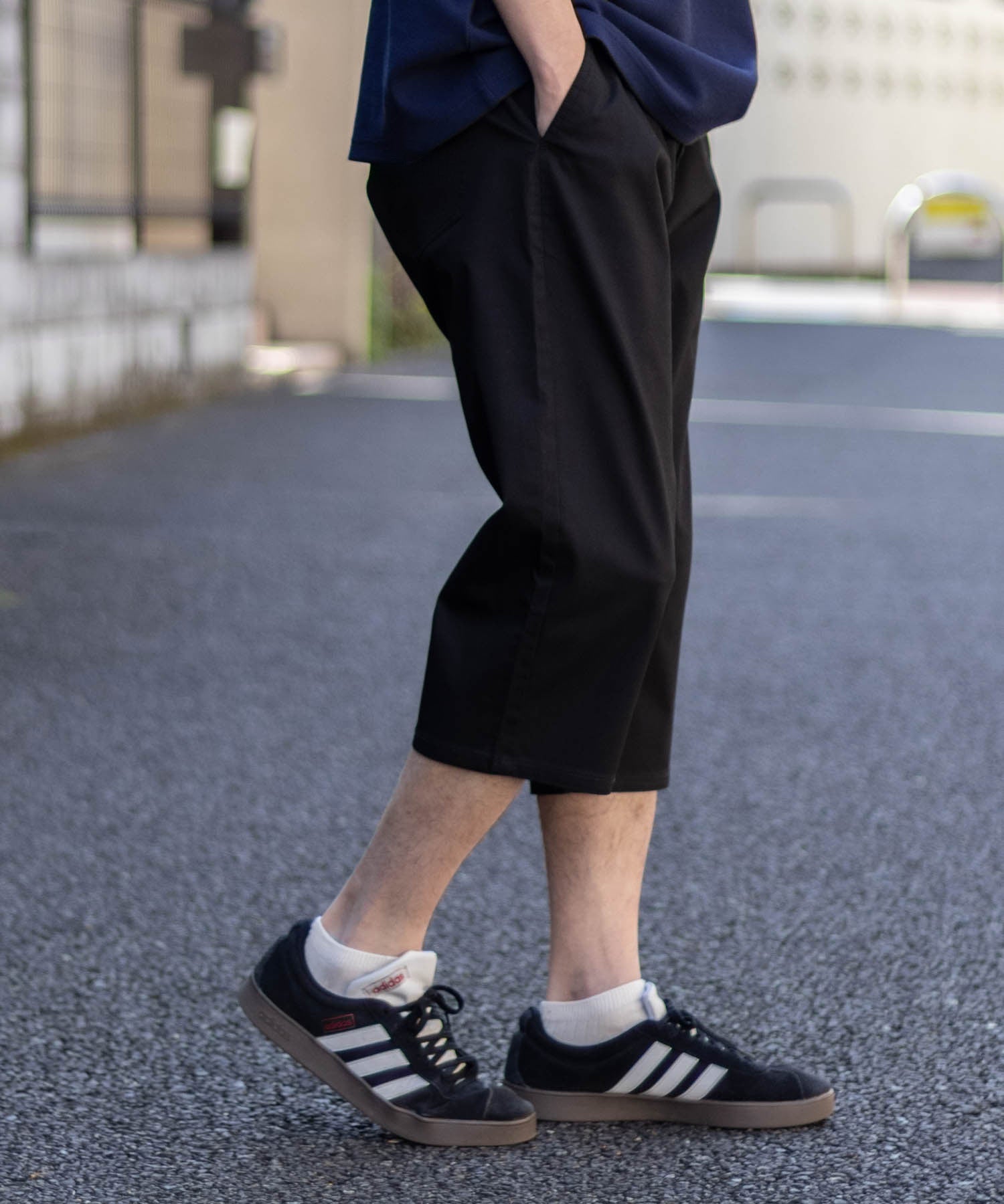 マックハウス Mac-House NAVY 裏メッシュドビークロップドパンツ （ブラック） ブラック