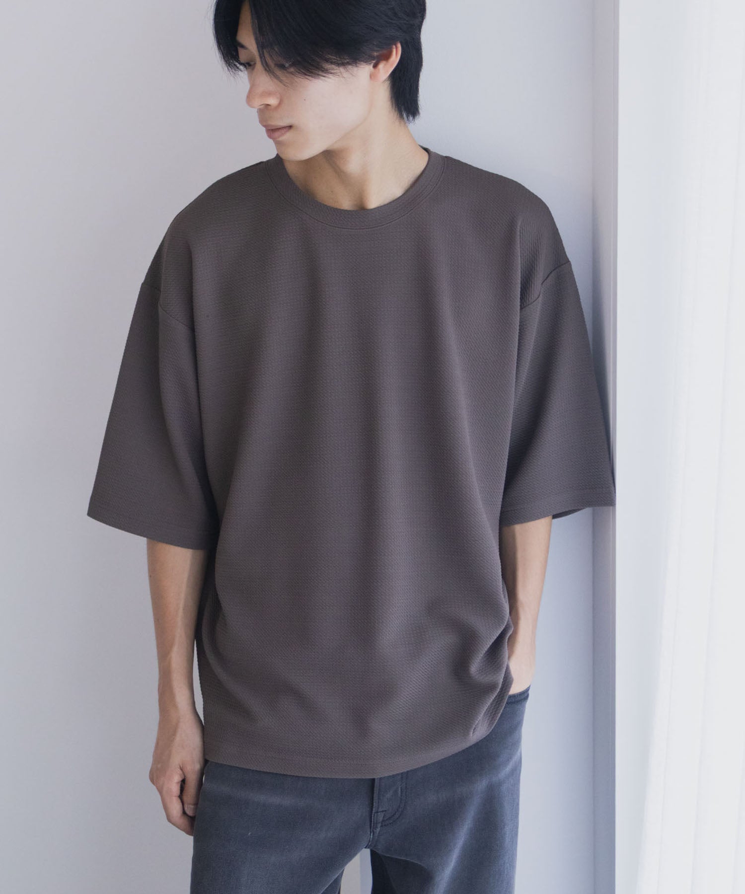 マックハウス Mac-House AIR Smoosy ドライワッフル5分袖Tシャツ （ライトグレー） ライトグレー