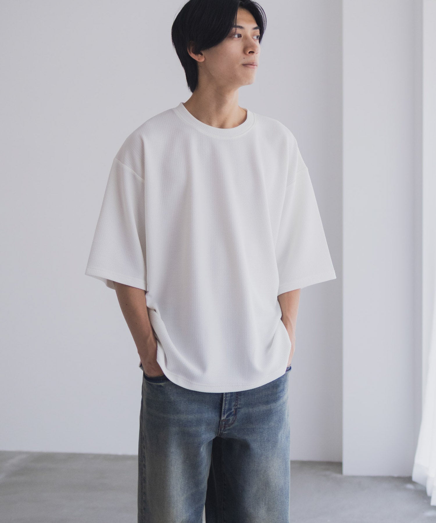 マックハウス Mac-House AIR Smoosy ドライワッフル5分袖Tシャツ （ライトグレー） ライトグレー