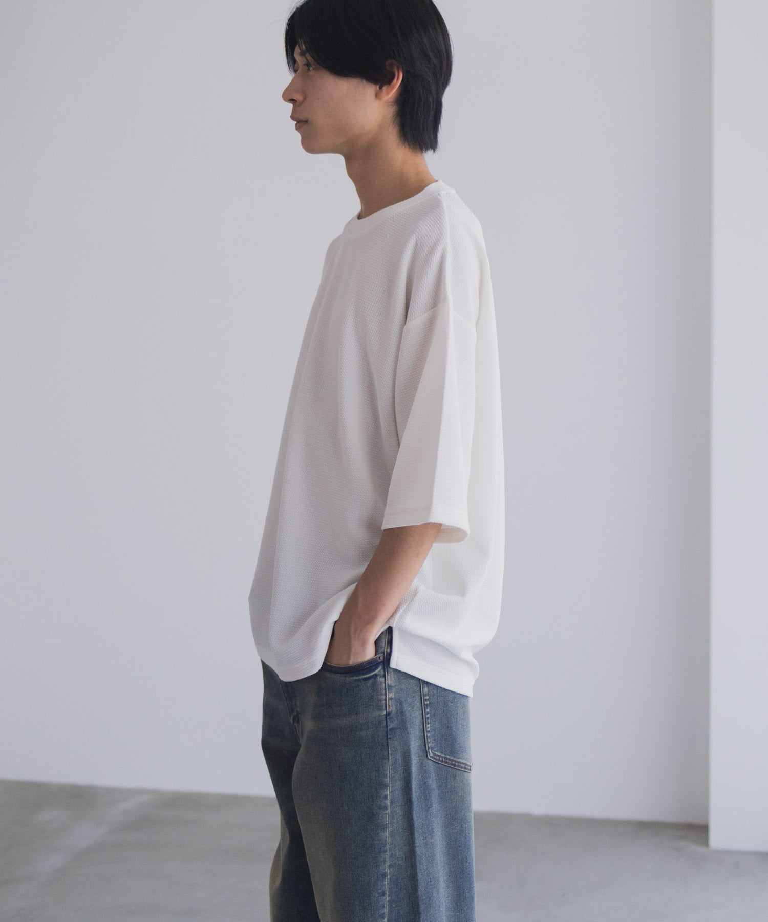 マックハウス Mac-House AIR Smoosy ドライワッフル5分袖Tシャツ （ライトグレー） ライトグレー