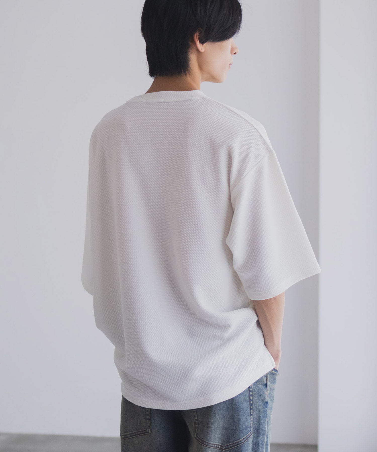 マックハウス Mac-House AIR Smoosy ドライワッフル5分袖Tシャツ （ライトグレー） ライトグレー