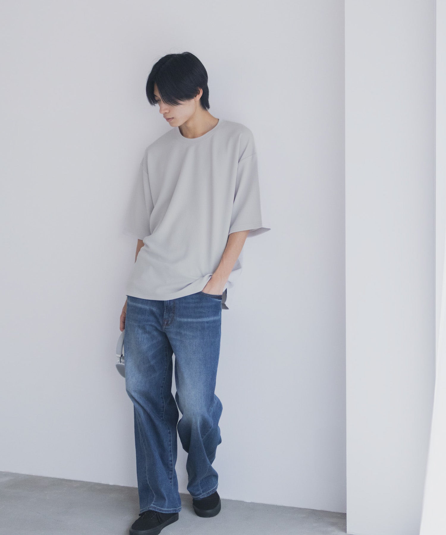 マックハウス Mac-House AIR Smoosy ドライワッフル5分袖Tシャツ （ライトグレー） ライトグレー