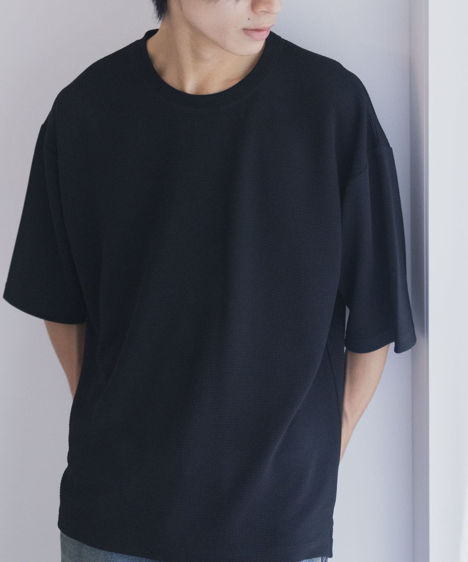 マックハウス Mac-House AIR Smoosy ドライワッフル5分袖Tシャツ （ライトグレー） ライトグレー