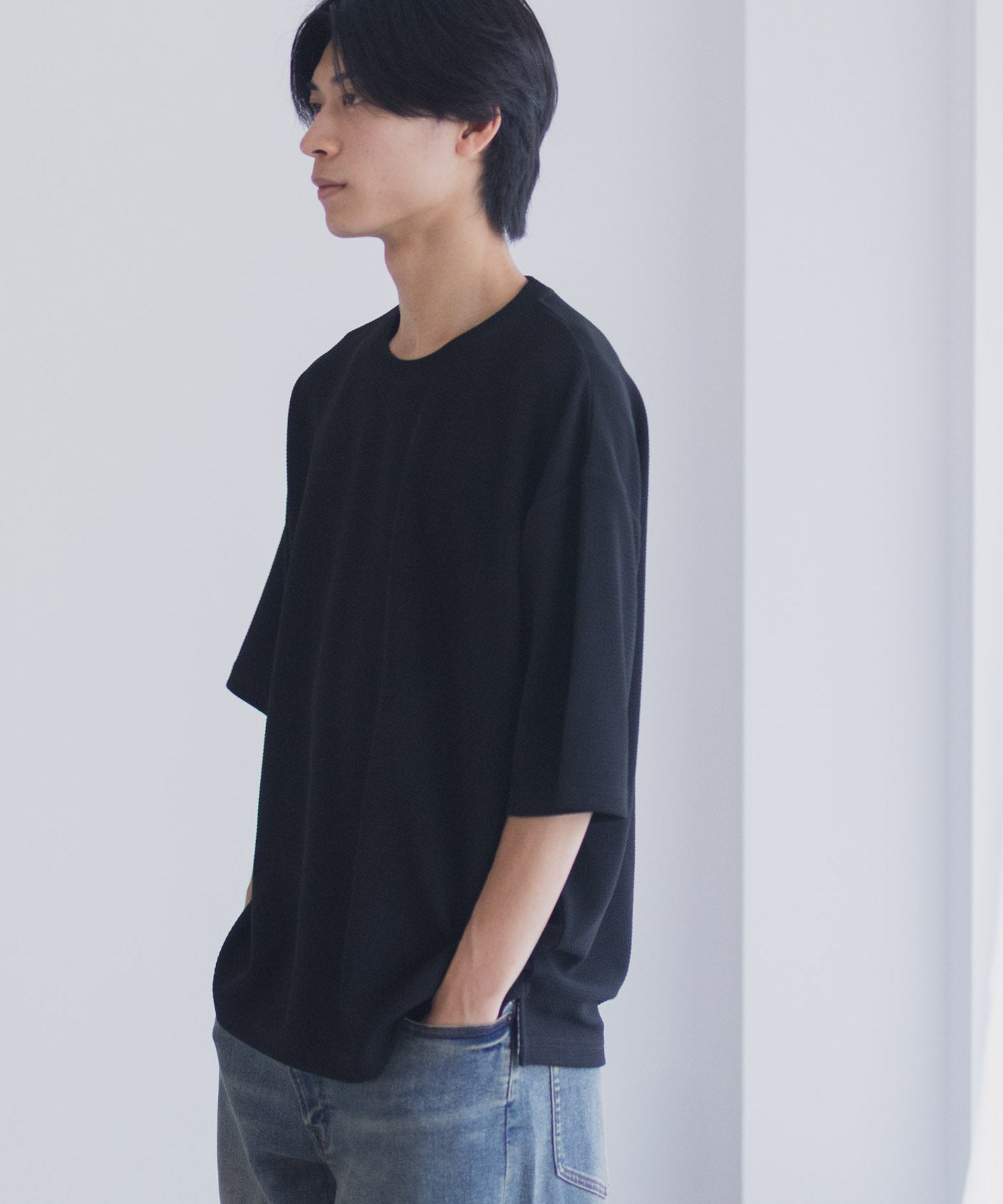 マックハウス Mac-House AIR Smoosy ドライワッフル5分袖Tシャツ （ライトグレー） ライトグレー