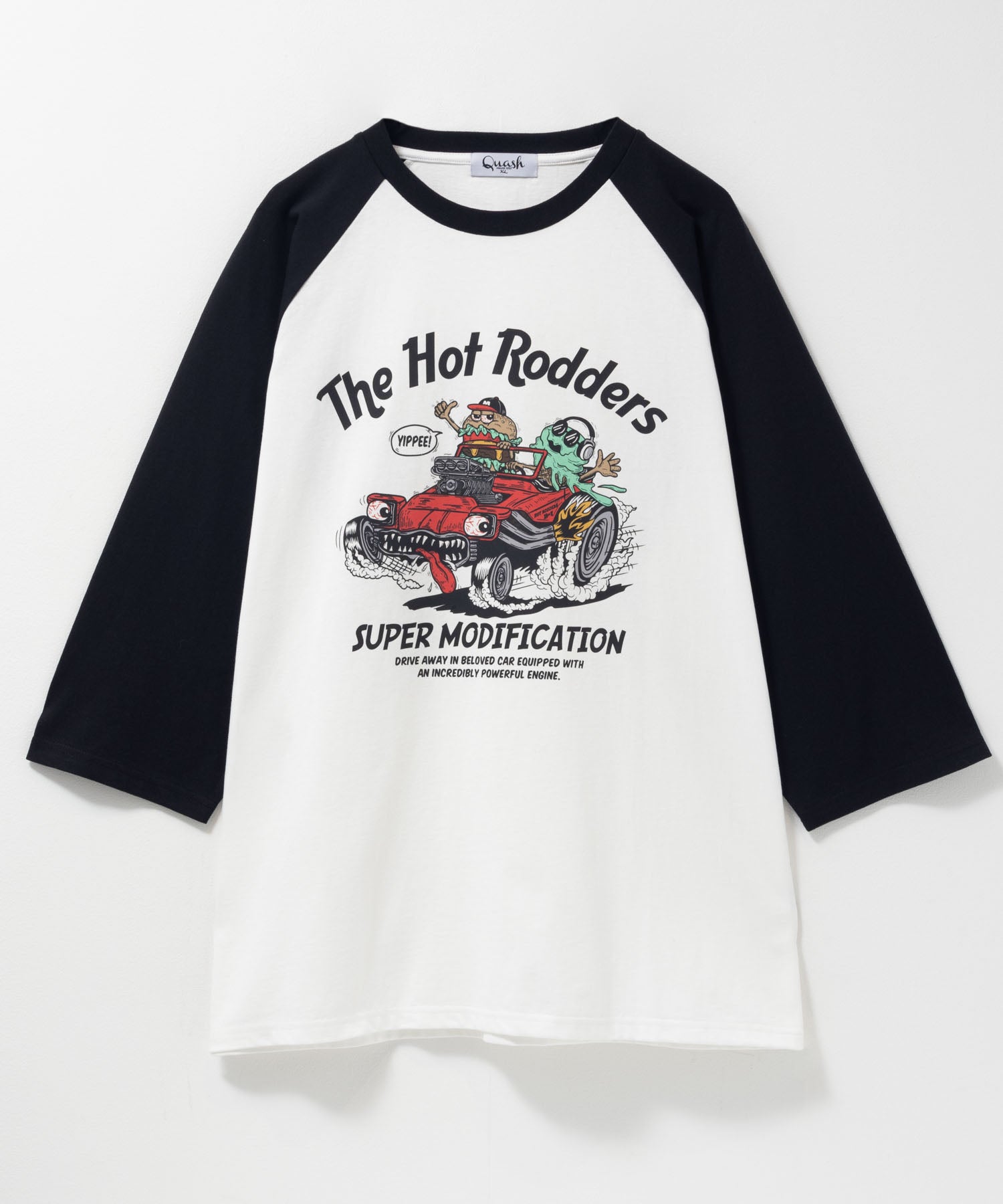 マックハウス Mac-House フードラグラン7分袖Tシャツ （ホワイト×ブラックA） ホワイト×ブラックA