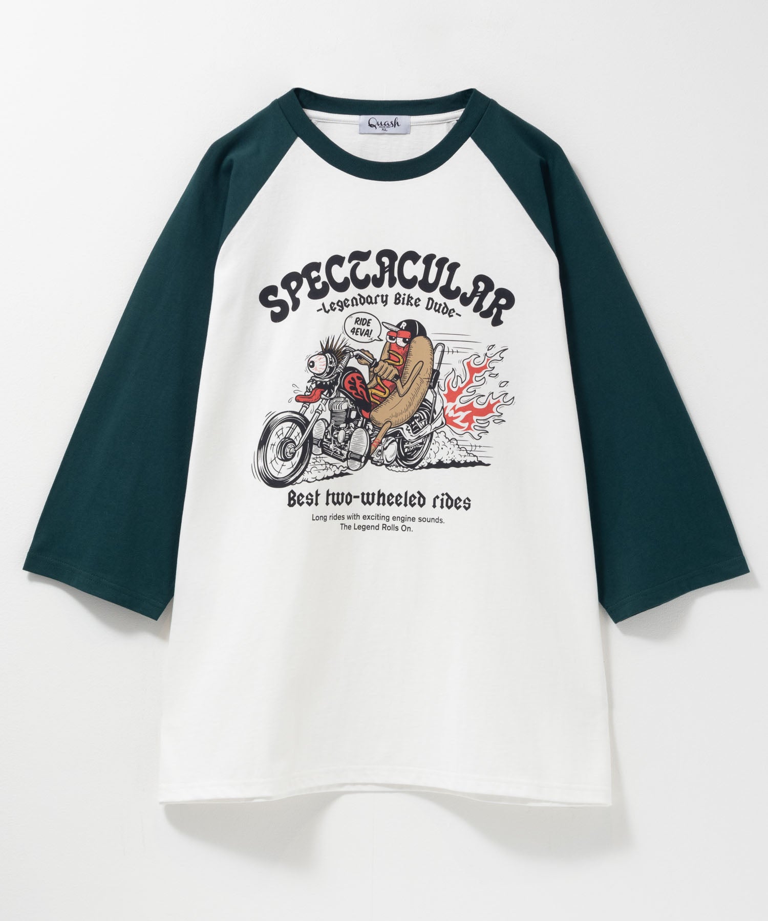 マックハウス Mac-House フードラグラン7分袖Tシャツ （ホワイト×グリーンA） ホワイト×グリーンA