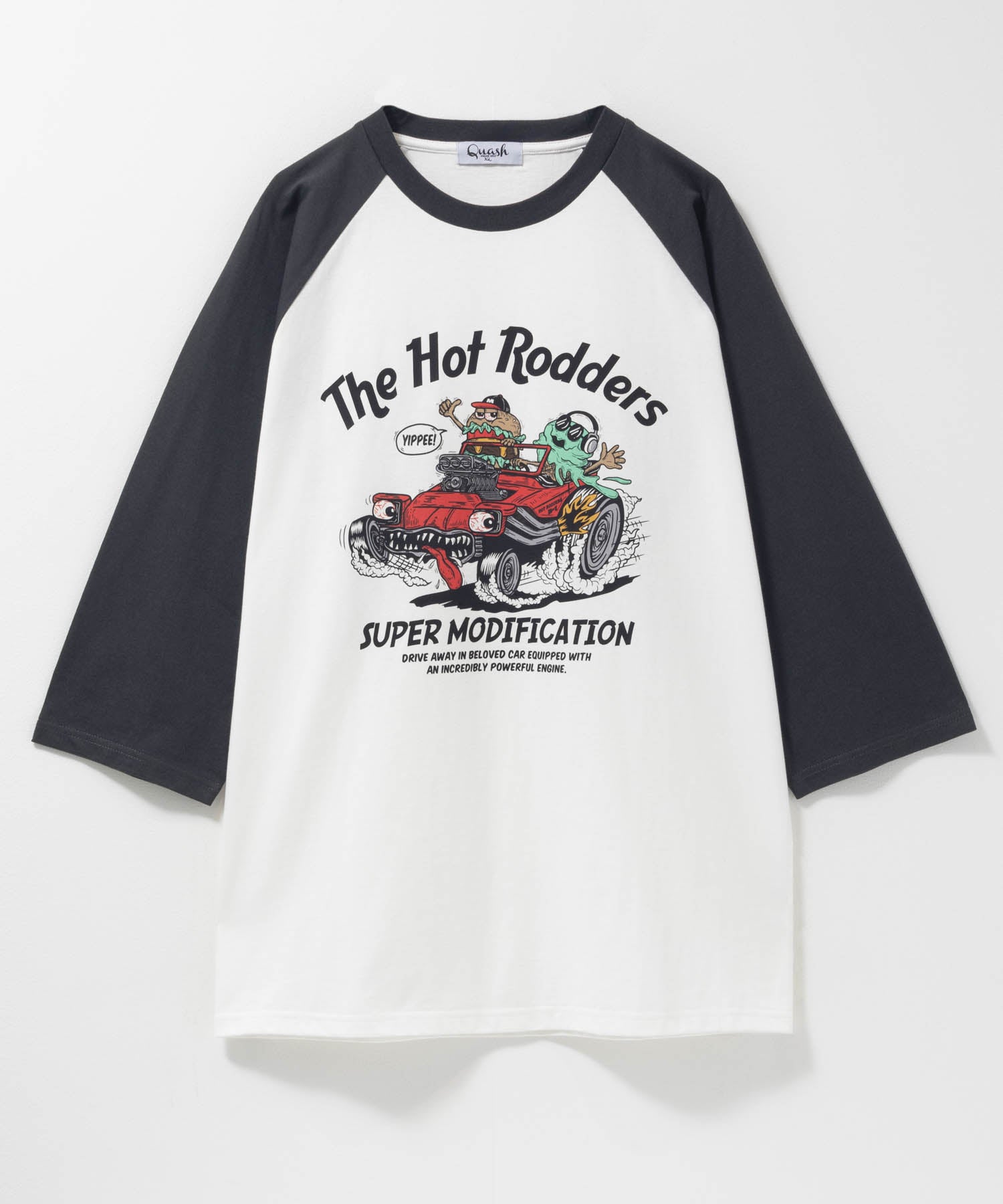 マックハウス Mac-House フードラグラン7分袖Tシャツ （ホワイト×チャコールB） ホワイト×チャコールB