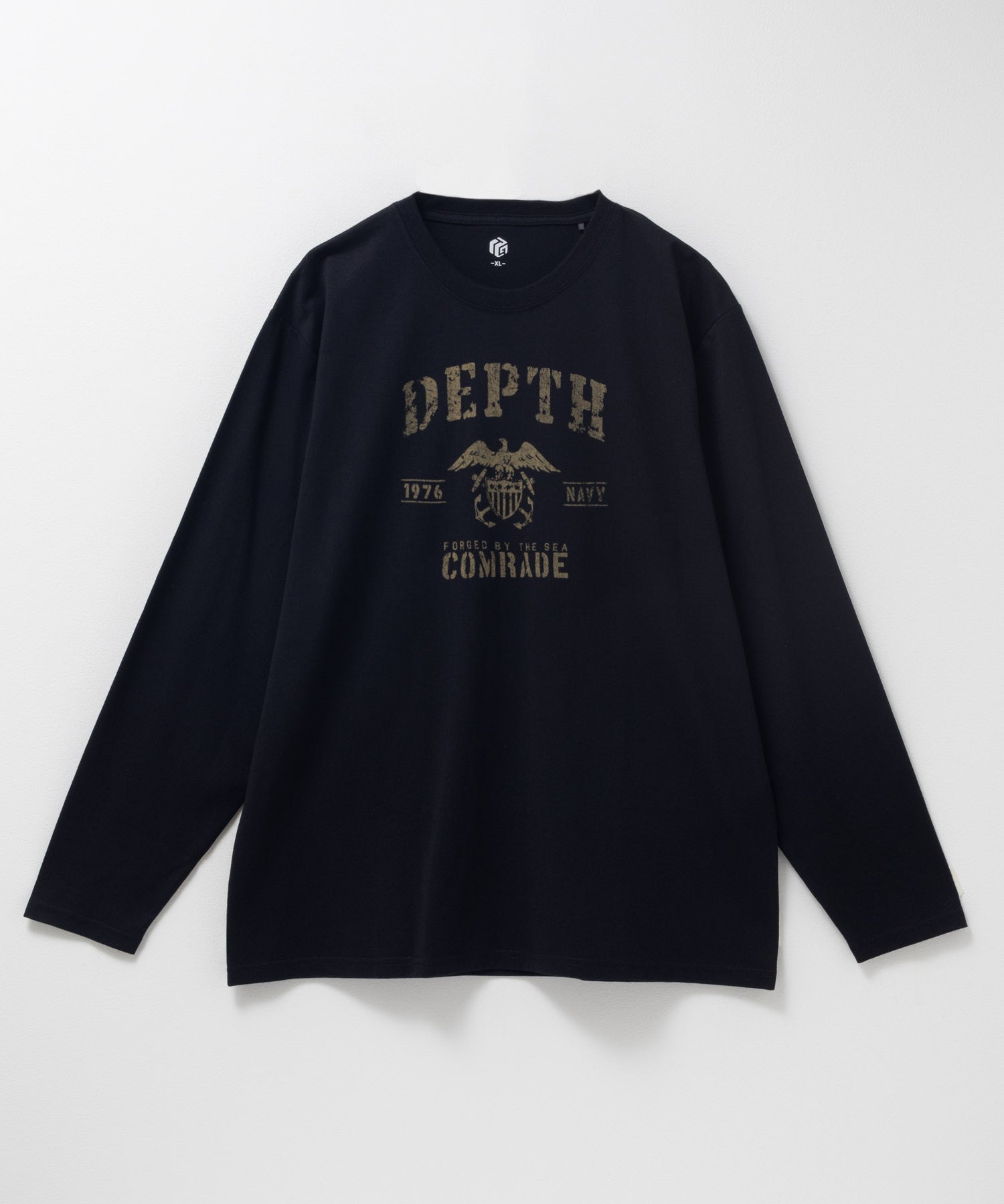マックハウス Mac-House ミリタリーロゴプリント長袖Tシャツ （ブラック） ブラック