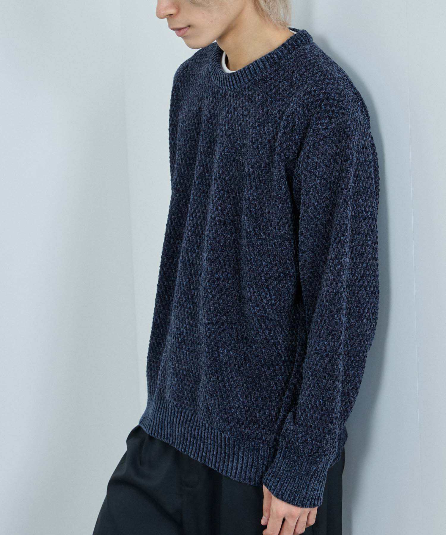 マックハウス Mac-House トロリカノコモールニット クルーネック （ブルー） ブルー