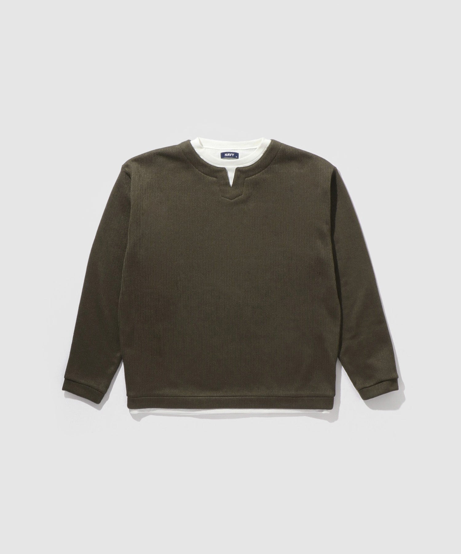 マックハウス Mac-House 針抜き裏起毛フェイクキーネックトレーナー （チャコールグレー） チャコールグレー