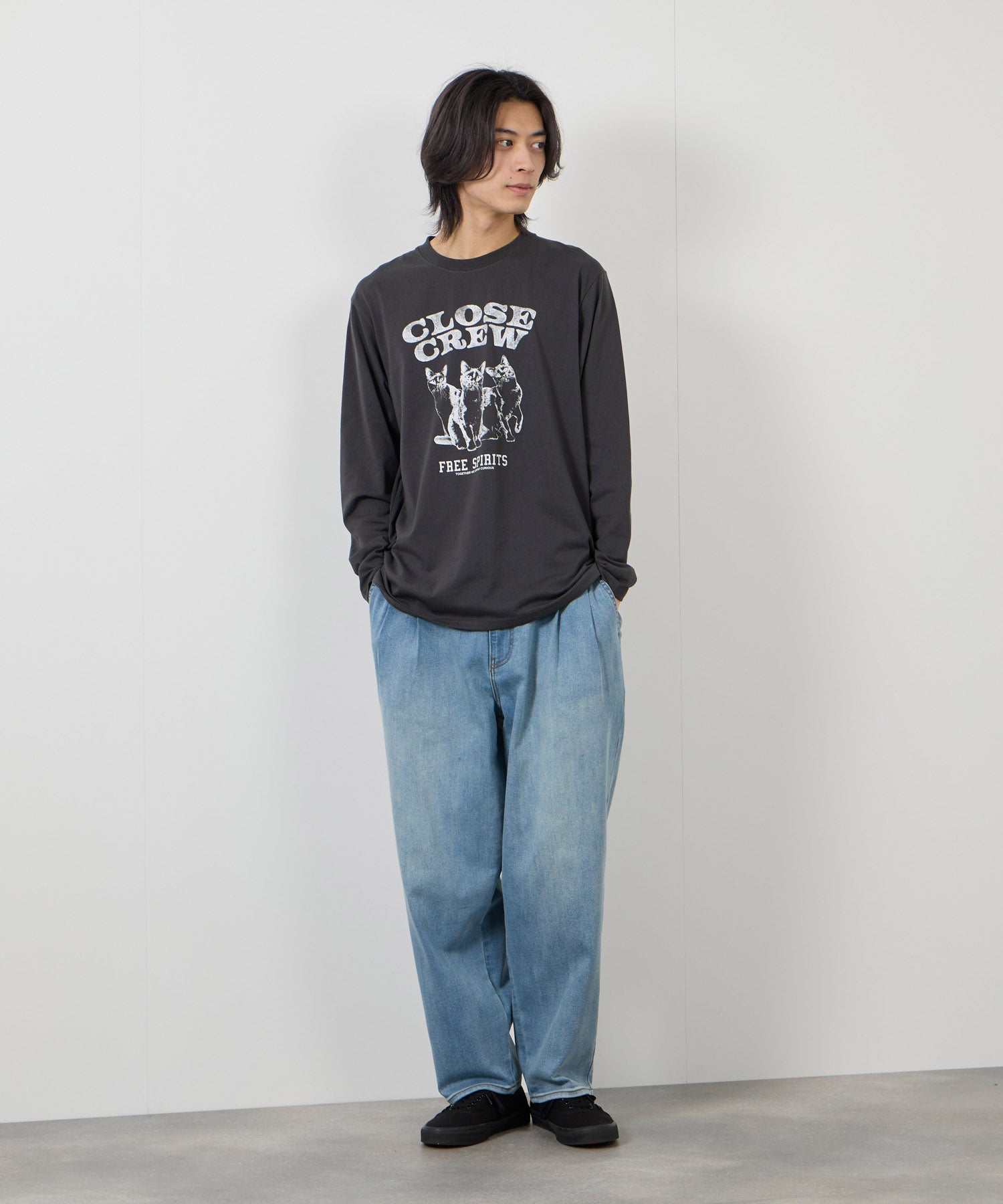 マックハウス Mac-House アニマルプリント長袖Tシャツ （ネイビー） ネイビー