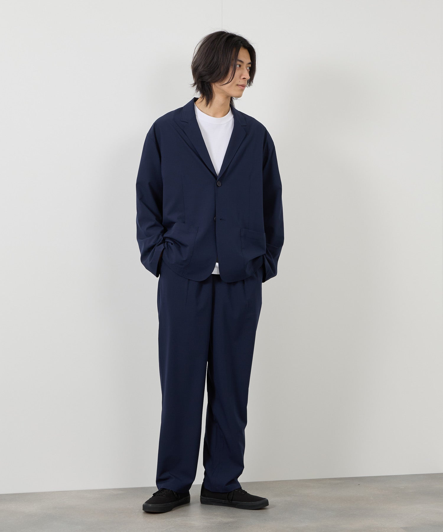 マックハウス Mac-House ポリリップストップ テーラードジャケット＆イージーパンツ セットアップ （ブラック） ブラック