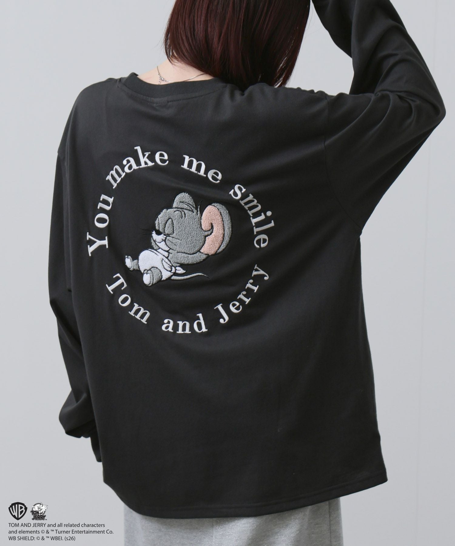マックハウス Mac-House Tom and Jerry 刺繍長袖Tシャツ （スミクロ） スミクロ
