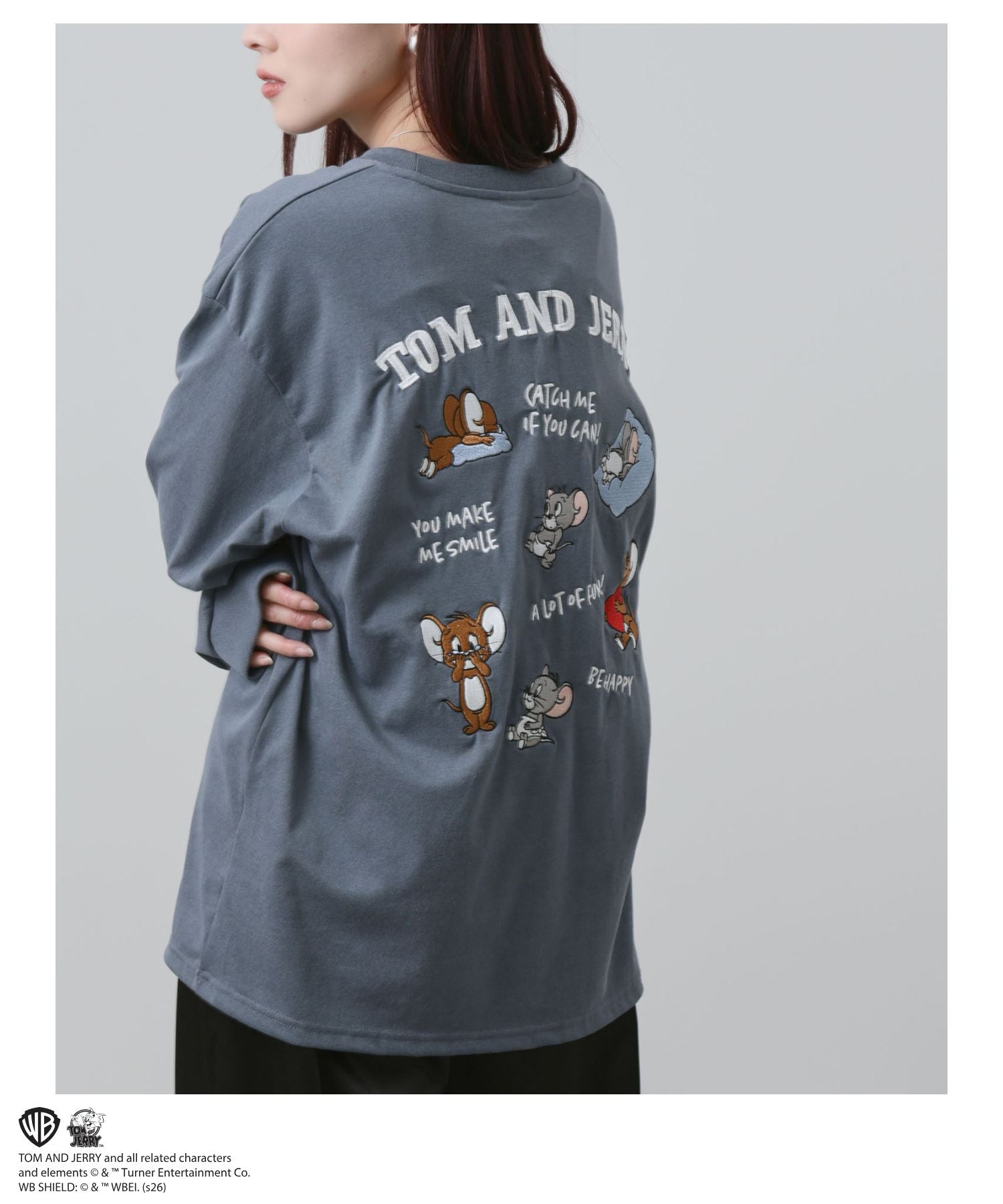 マックハウス Mac-House Tom and Jerry 刺繍長袖Tシャツ （スミクロ） スミクロ