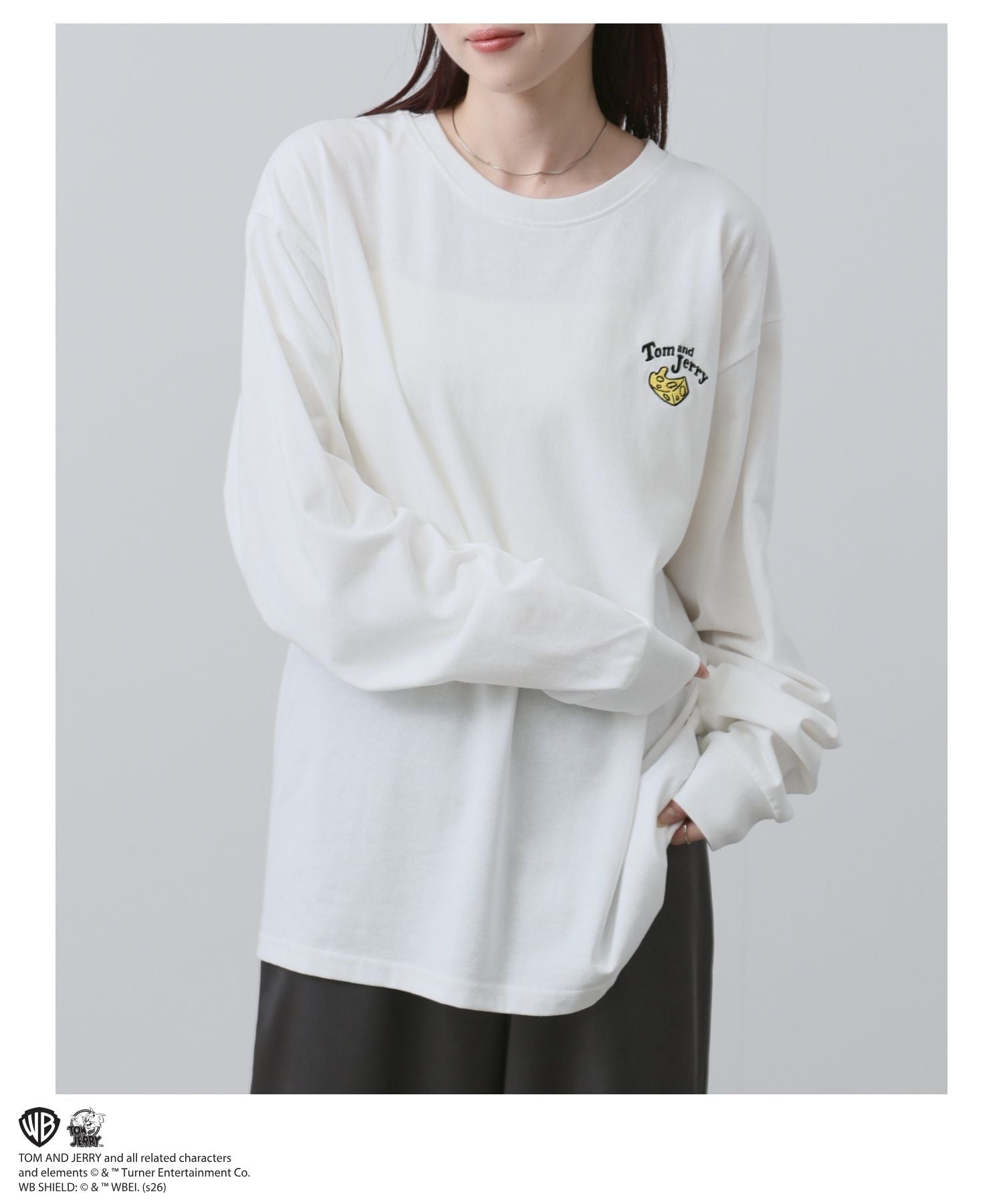 マックハウス Mac-House Tom and Jerry 刺繍長袖Tシャツ （スミクロ） スミクロ