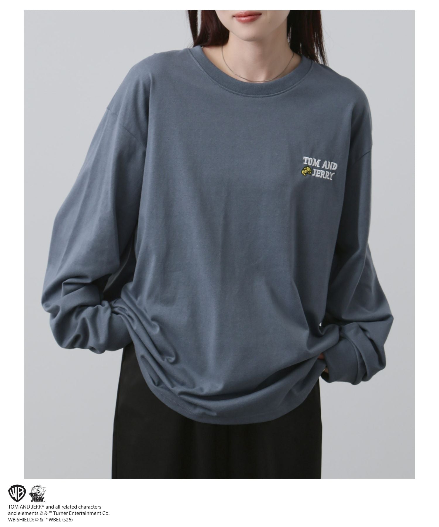 マックハウス Mac-House Tom and Jerry 刺繍長袖Tシャツ （スミクロ） スミクロ