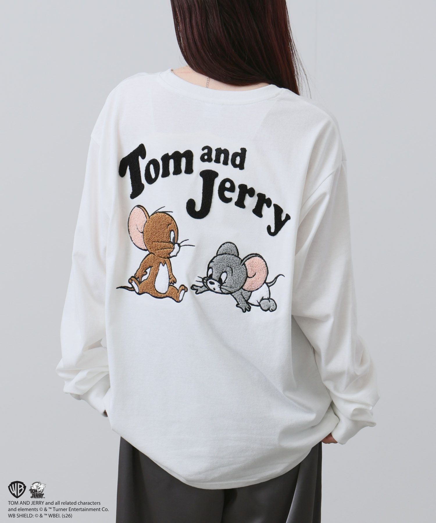 マックハウス Mac-House Tom and Jerry 刺繍長袖Tシャツ （オフホワイト） オフホワイト