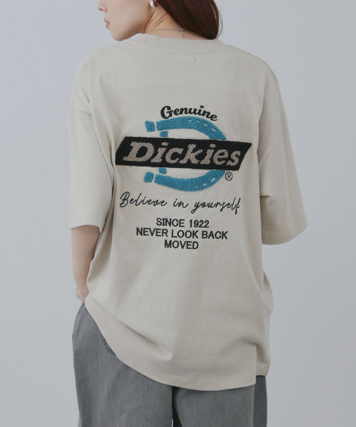 マックハウス Mac-House バックロゴ刺繍Tシャツ （グレージュ） グレージュ