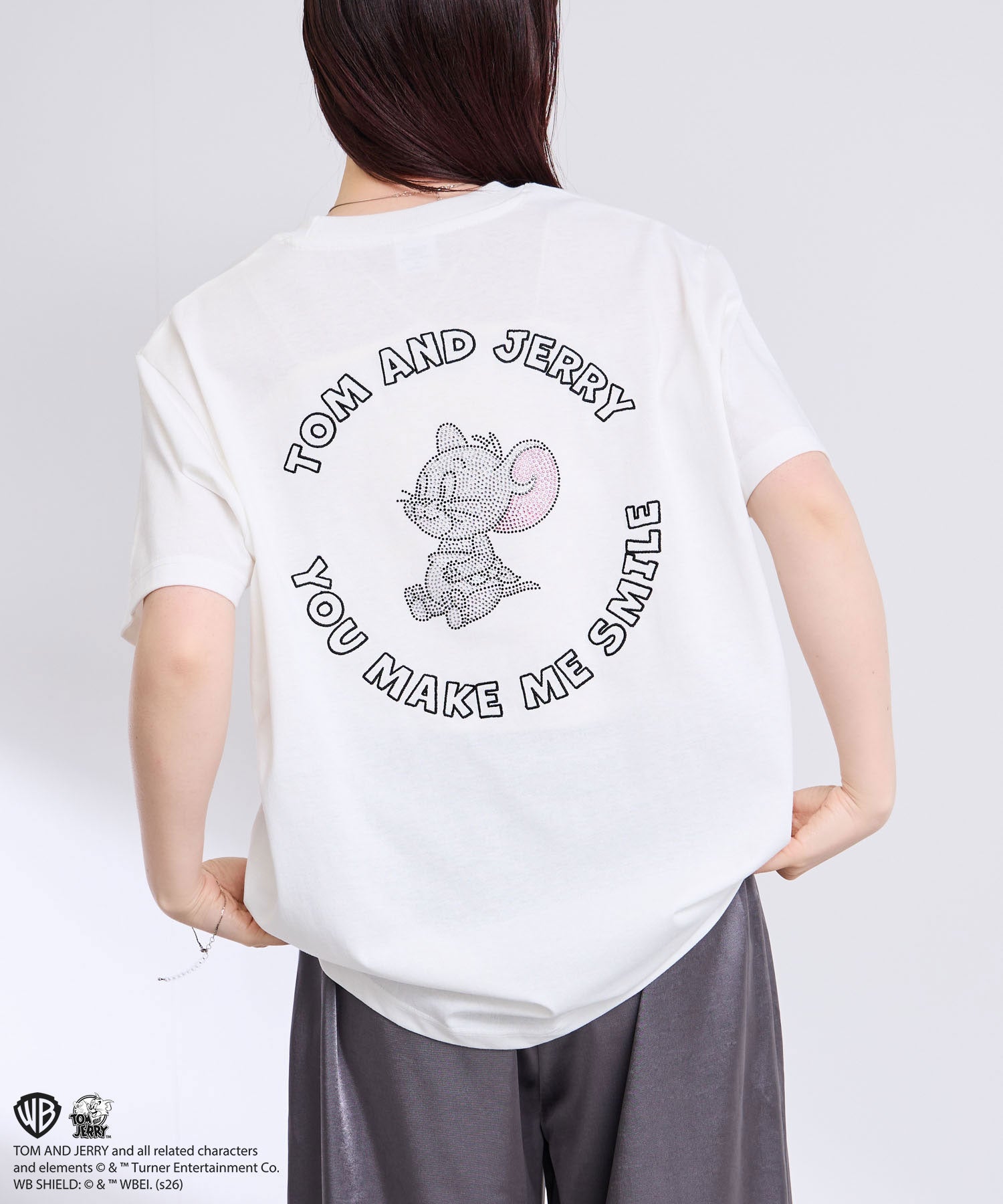 マックハウス Mac-House Tom and Jerry ラインストーンTシャツ （オフホワイト） オフホワイト