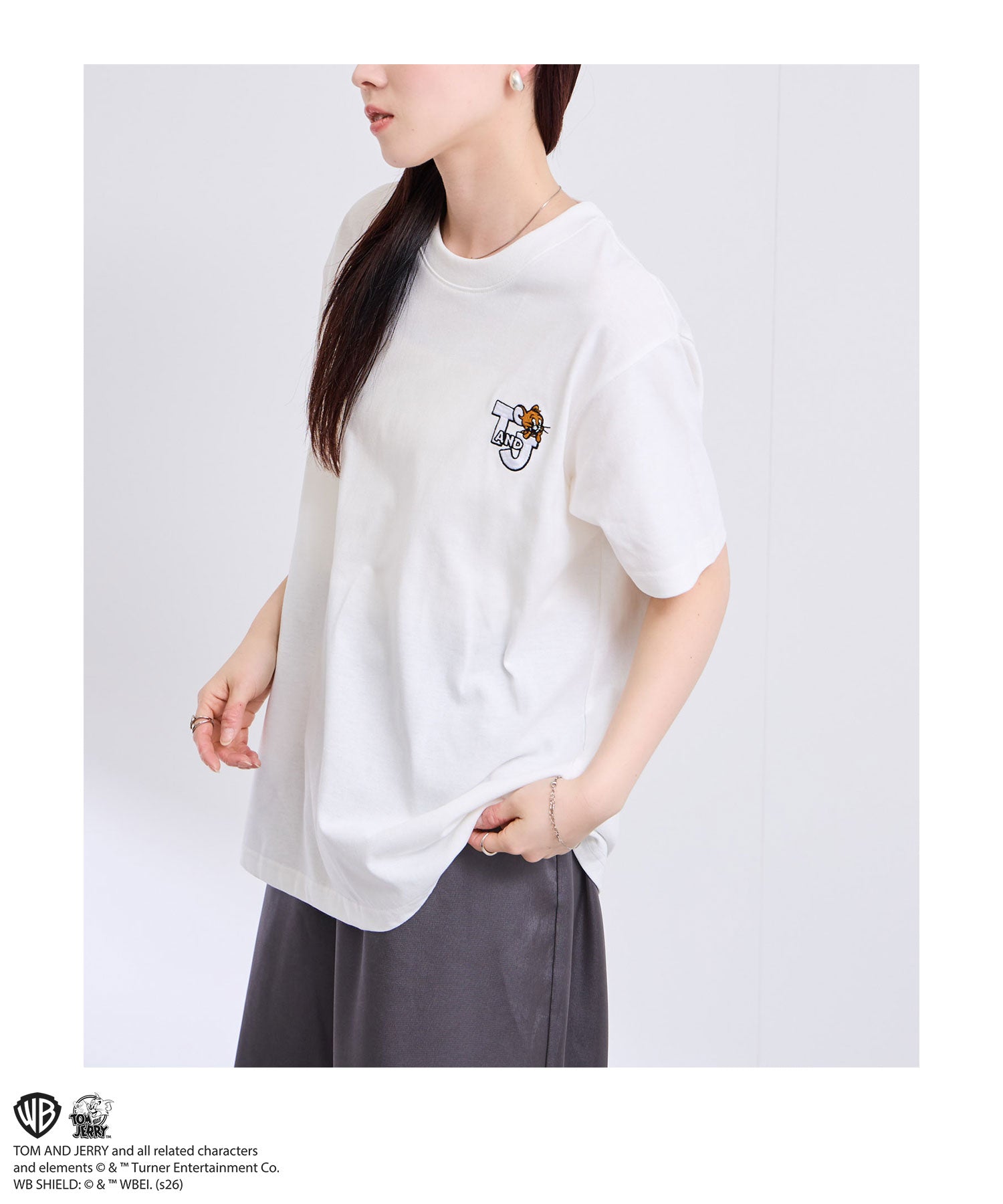マックハウス Mac-House Tom and Jerry ラインストーンTシャツ （オフホワイト） オフホワイト
