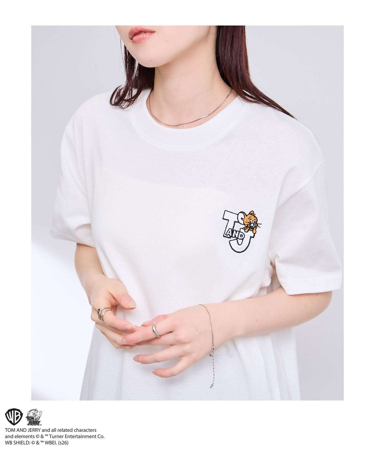 マックハウス Mac-House Tom and Jerry ラインストーンTシャツ （オフホワイト） オフホワイト