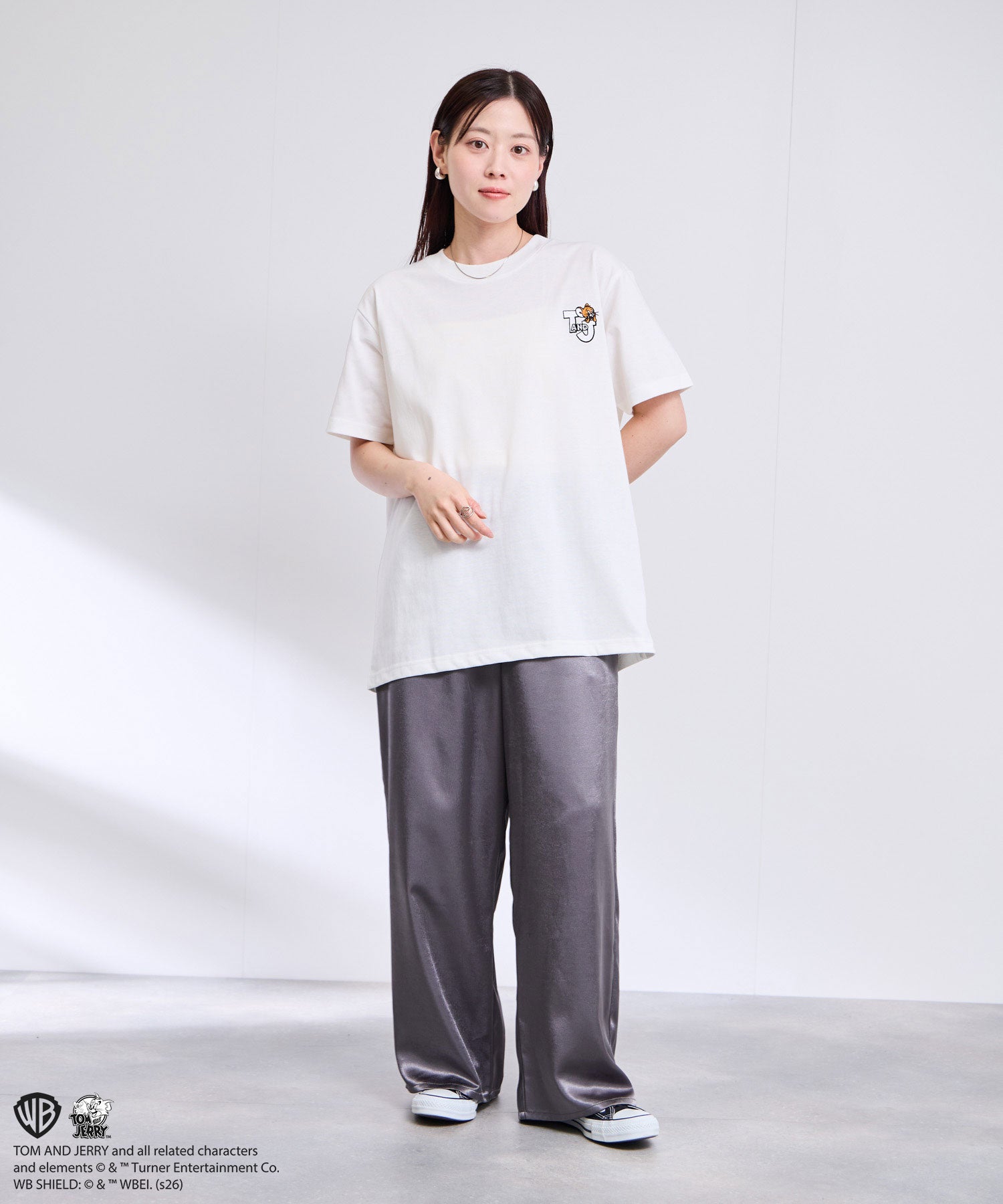 マックハウス Mac-House Tom and Jerry ラインストーンTシャツ （オフホワイト） オフホワイト