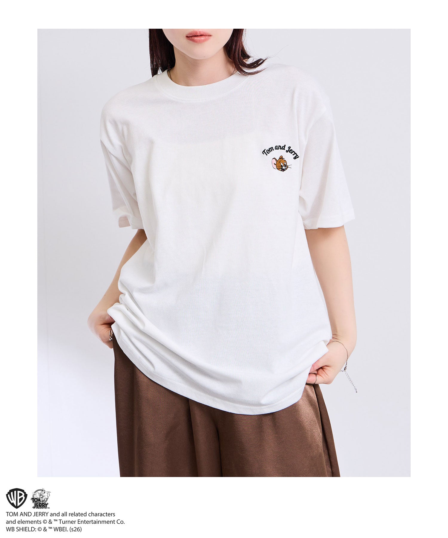 マックハウス Mac-House Tom and Jerry サガラ刺繍Tシャツ （オフホワイト） オフホワイト