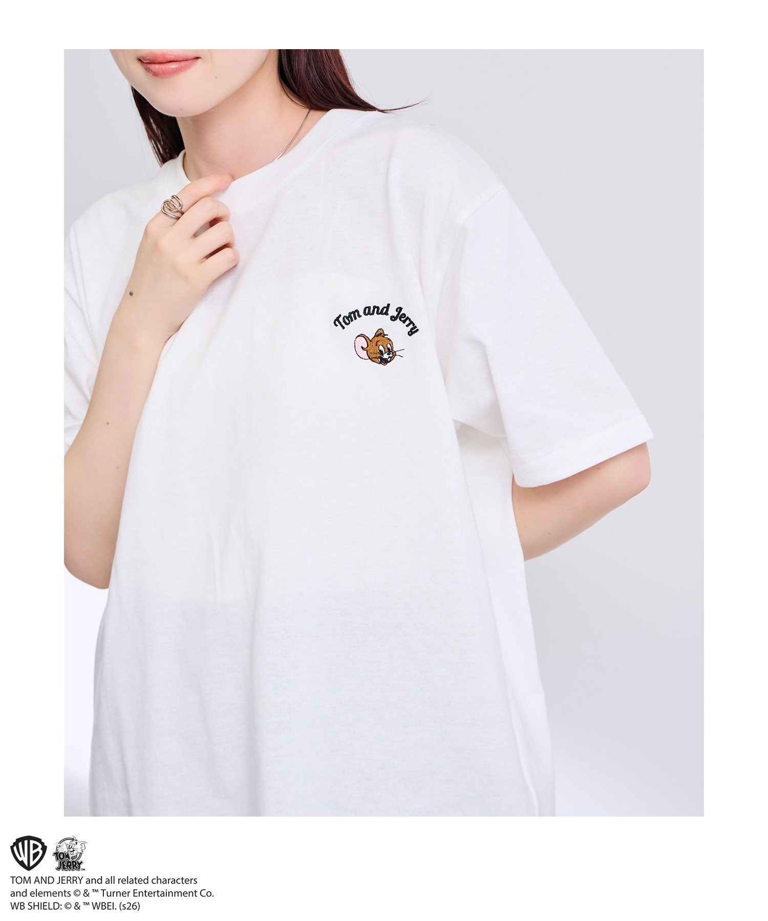 マックハウス Mac-House Tom and Jerry サガラ刺繍Tシャツ （オフホワイト） オフホワイト
