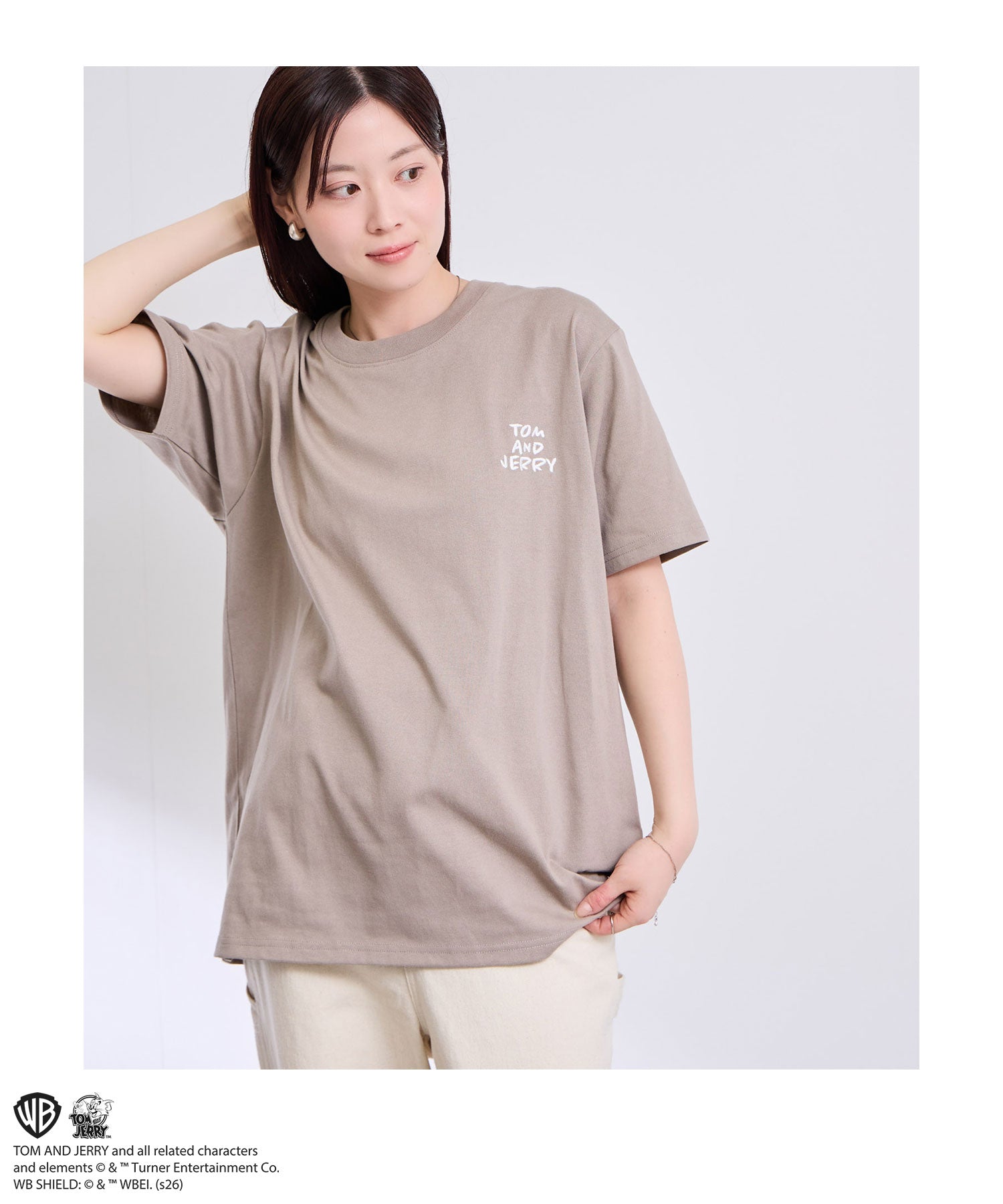 マックハウス Mac-House Tom and Jerry サガラ刺繍Tシャツ （オフホワイト） オフホワイト
