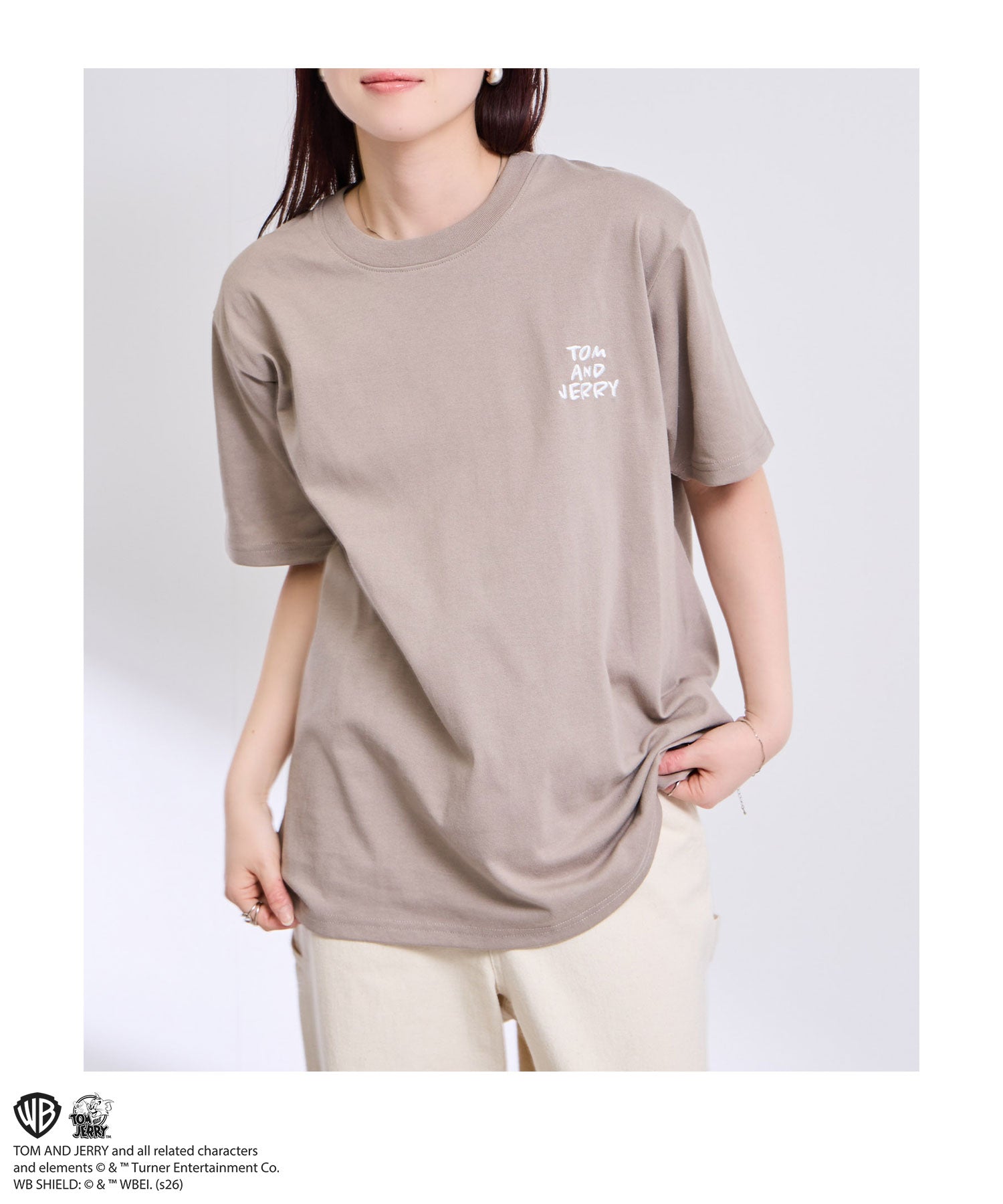 マックハウス Mac-House Tom and Jerry サガラ刺繍Tシャツ （オフホワイト） オフホワイト
