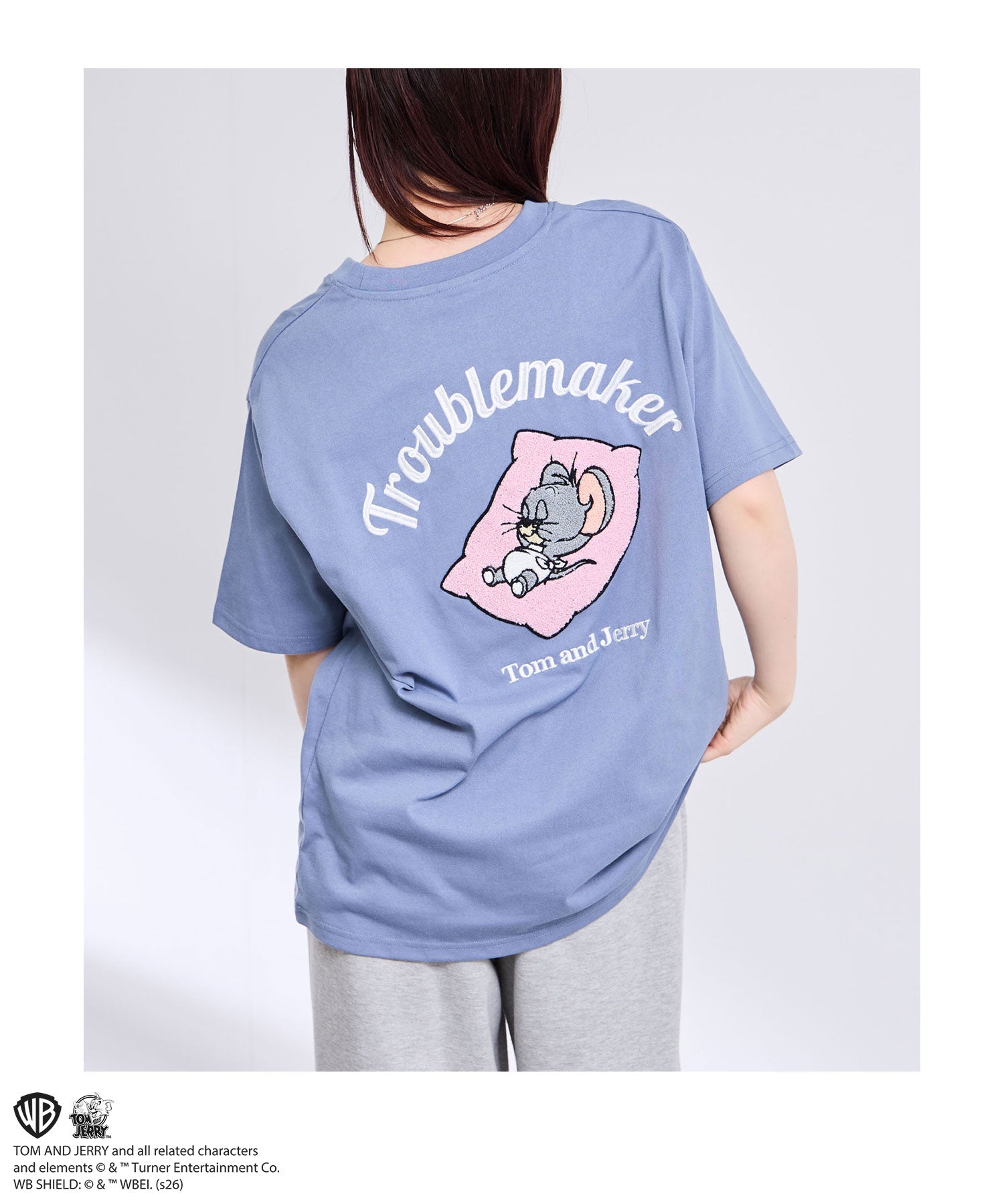 マックハウス Mac-House Tom and Jerry サガラ刺繍Tシャツ （ブルーグリーン） ブルーグリーン