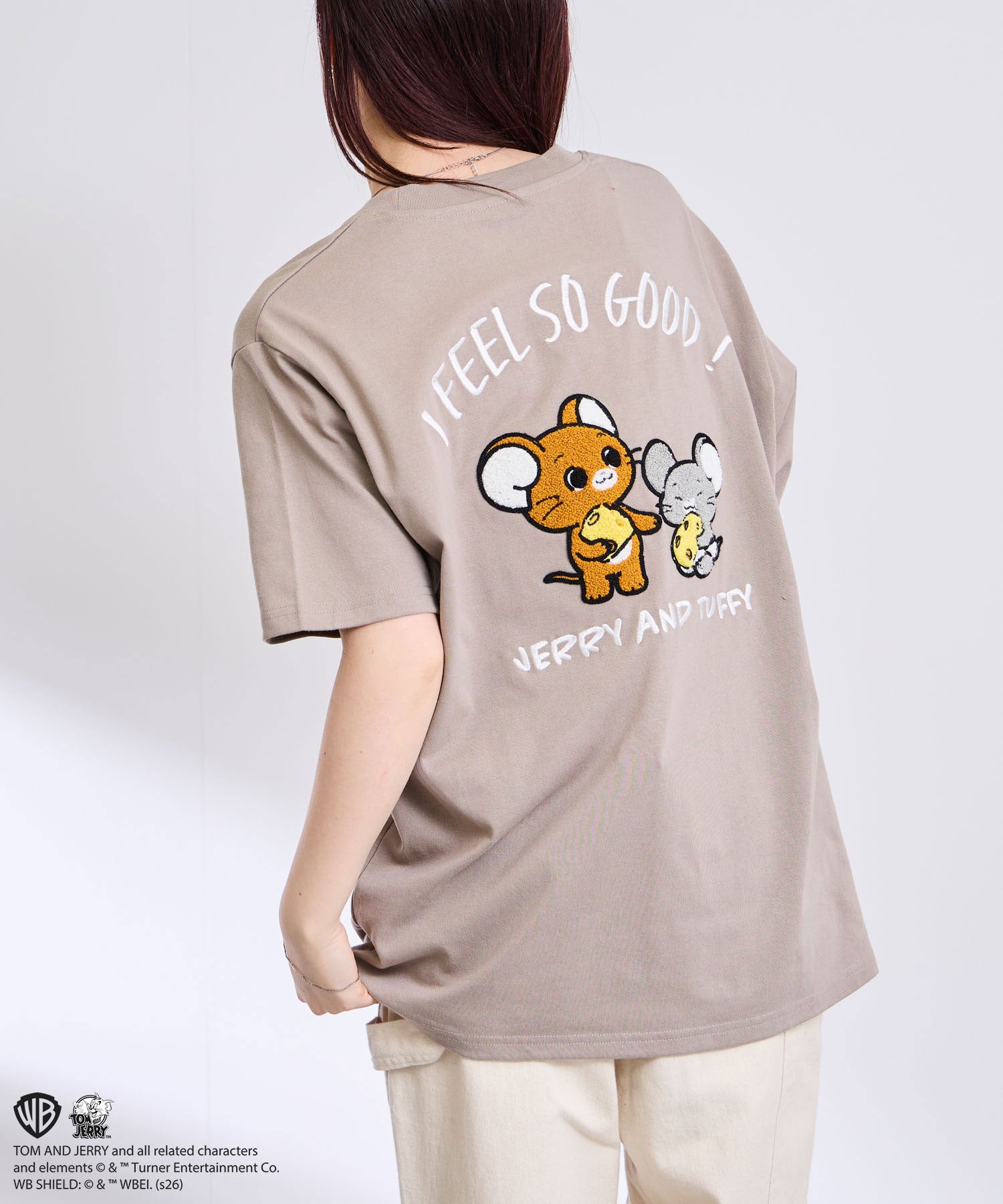 マックハウス Mac-House Tom and Jerry サガラ刺繍Tシャツ （グレージュ） グレージュ