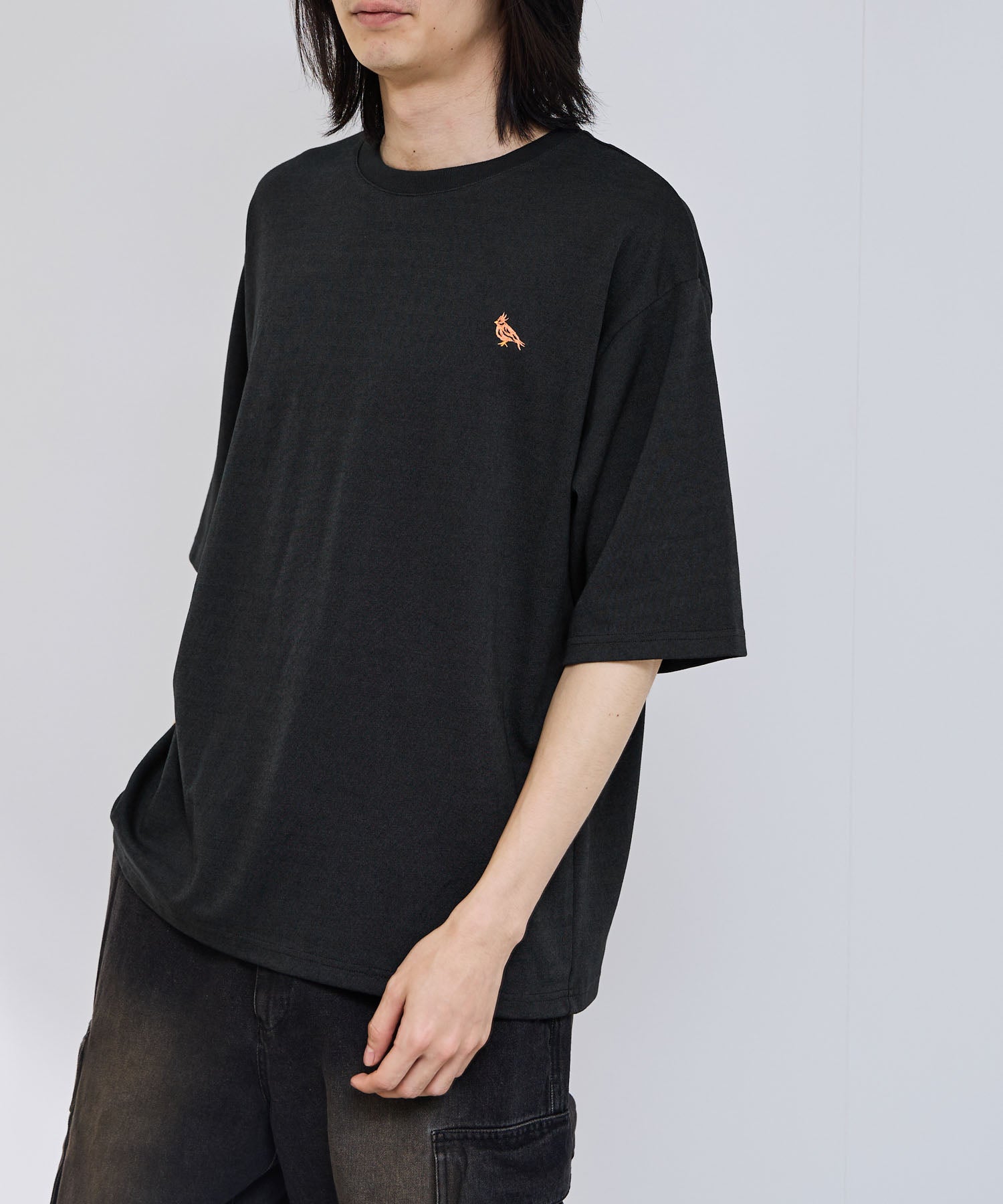マックハウス Mac-House タフラク ワンポイント刺繍プリントTシャツ （ブラック） ブラック