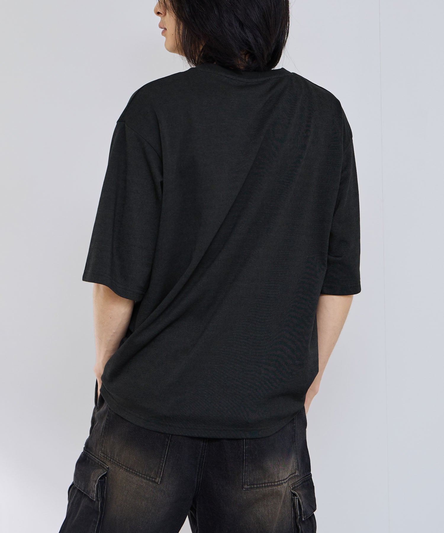 マックハウス Mac-House タフラク ワンポイント刺繍プリントTシャツ （ブラック） ブラック