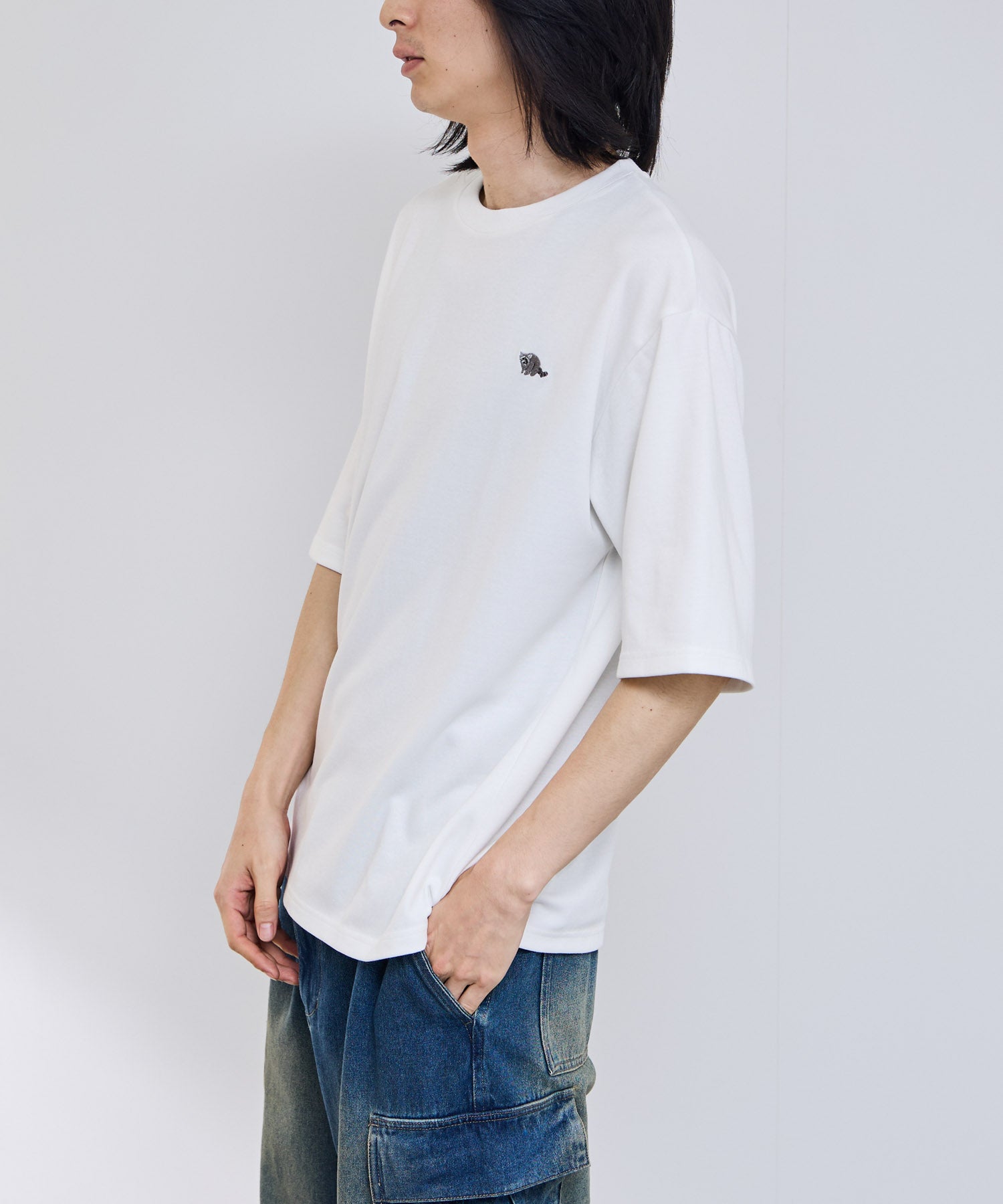 マックハウス Mac-House タフラク ワンポイント刺繍プリントTシャツ （ブラック） ブラック