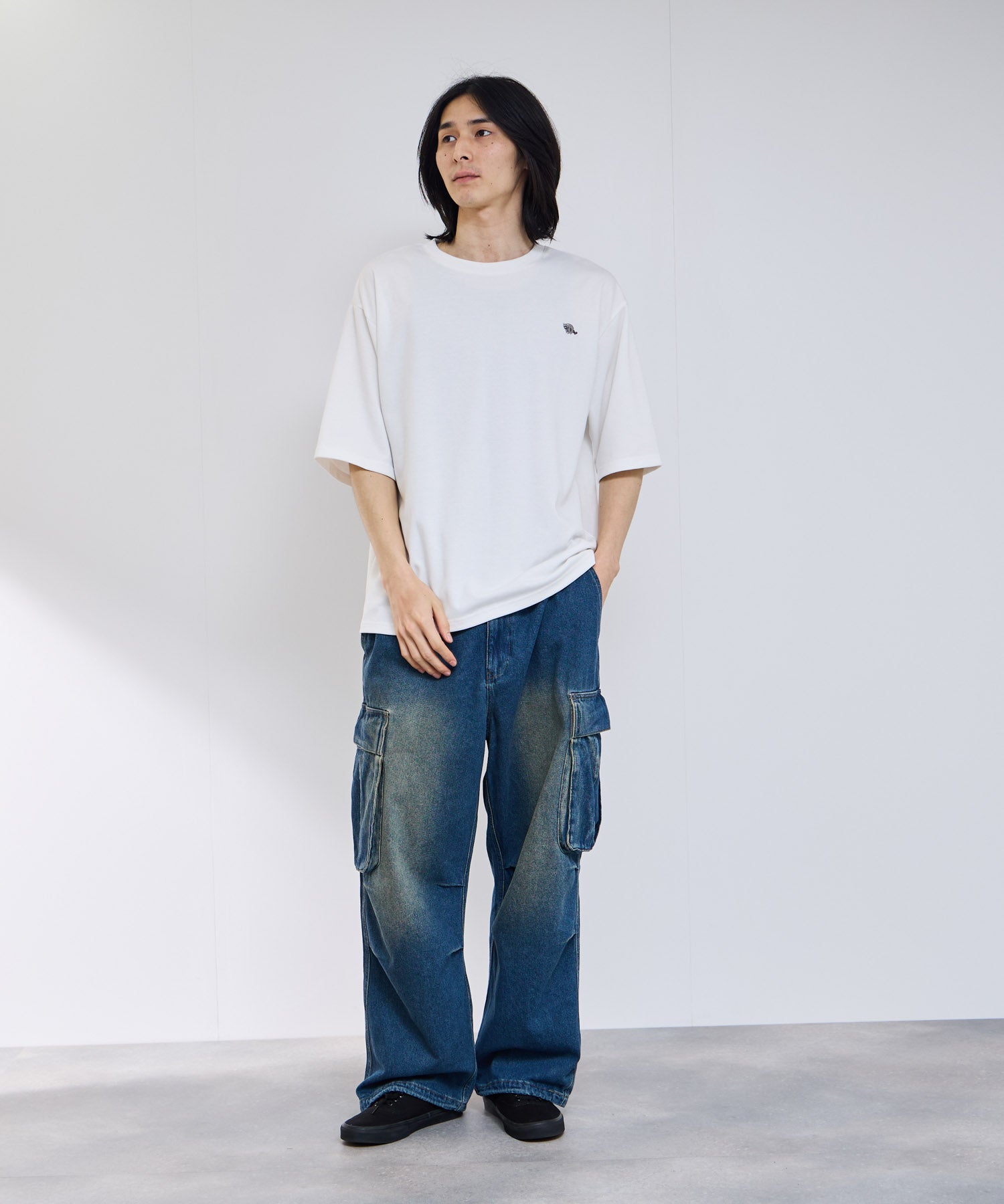 マックハウス Mac-House タフラク ワンポイント刺繍プリントTシャツ （ブラック） ブラック