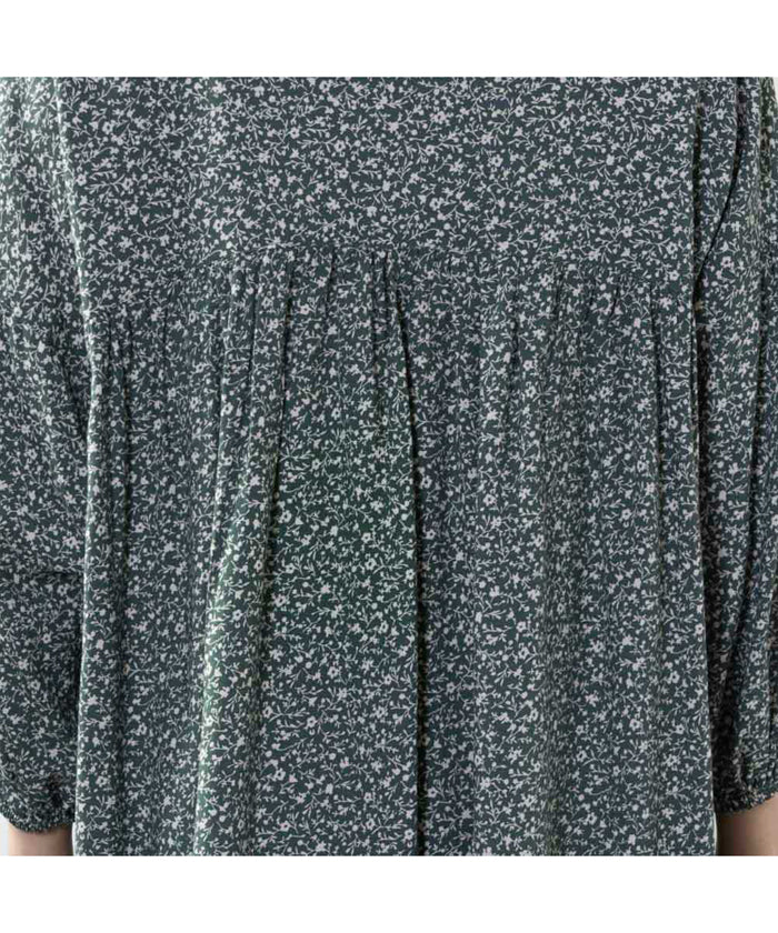 Mac-House NAVY navy India Fabric Crew Neck Color Block Shirt 588-4253