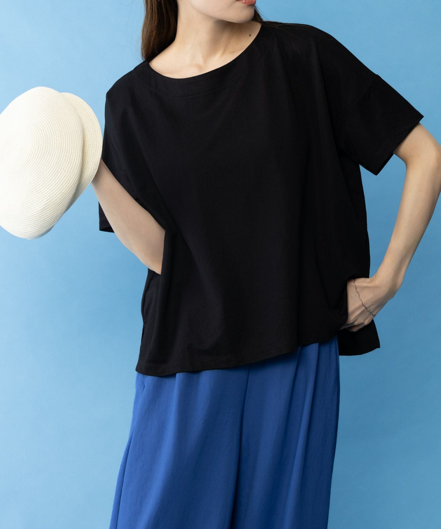 マックハウス Mac-House SARARI サラリ NAVY レギュラー丈Tシャツ MH846ー700