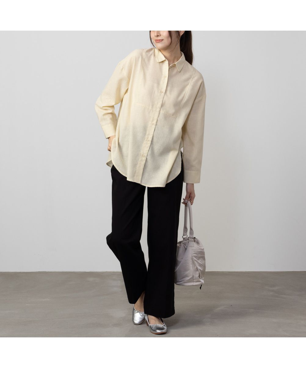Mac-House HusHusH Hash Hash Basic Linen Blend Shirt P42-88406