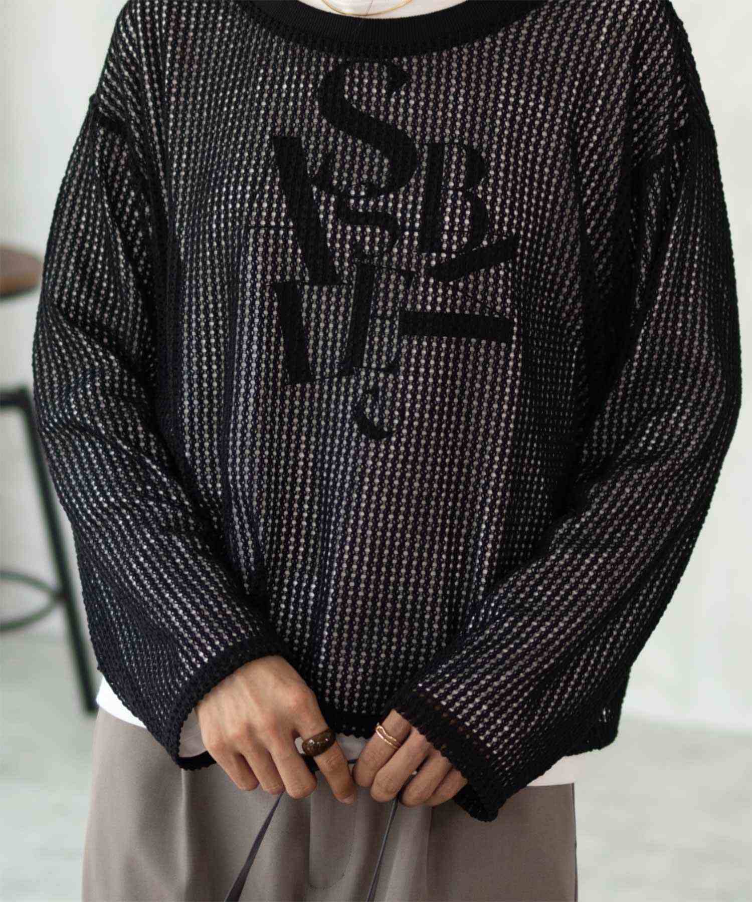 マックハウス Mac-House 透かしメッシュ＋長袖Tシャツ セットアンサンブル