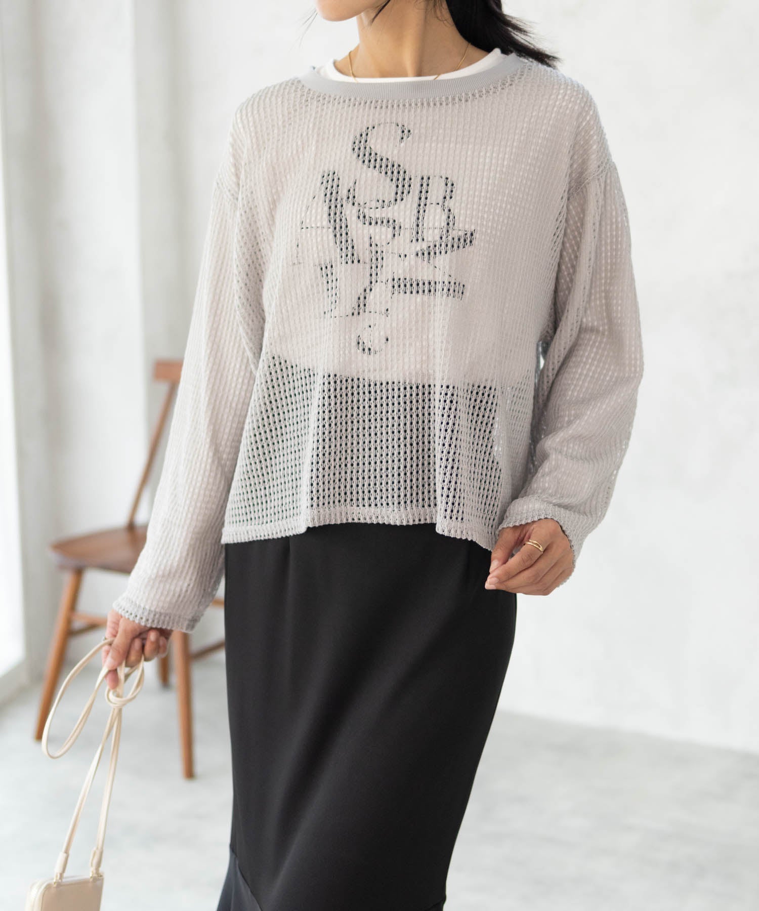 マックハウス Mac-House 透かしメッシュ＋長袖Tシャツ セットアンサンブル