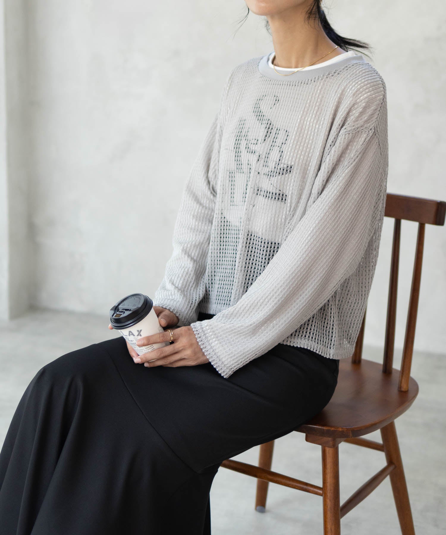 マックハウス Mac-House 透かしメッシュ＋長袖Tシャツ セットアンサンブル