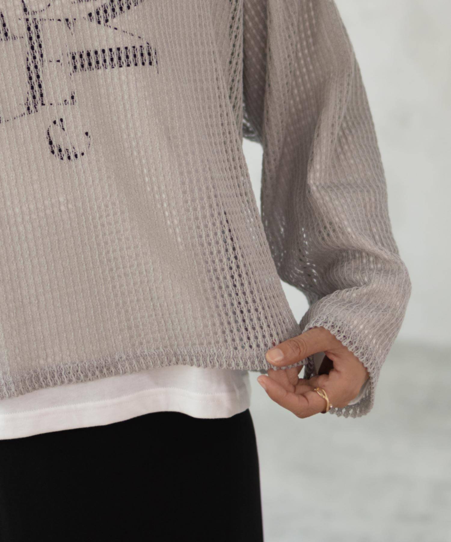マックハウス Mac-House 透かしメッシュ＋長袖Tシャツ セットアンサンブル