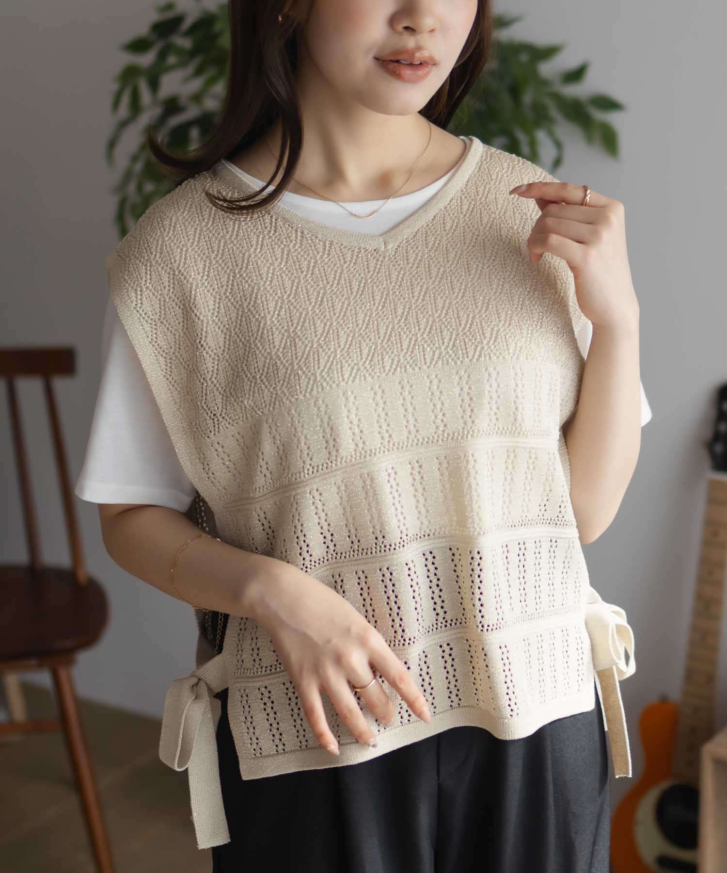 マックハウス Mac-House サイドリボンニットアンサンブル