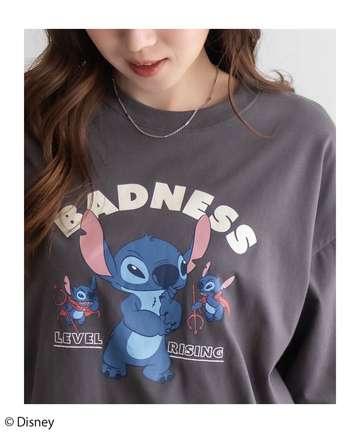 マックハウス Mac-House Disney スティッチ / プリント刺繍Tシャツ （オフホワイト） オフホワイト